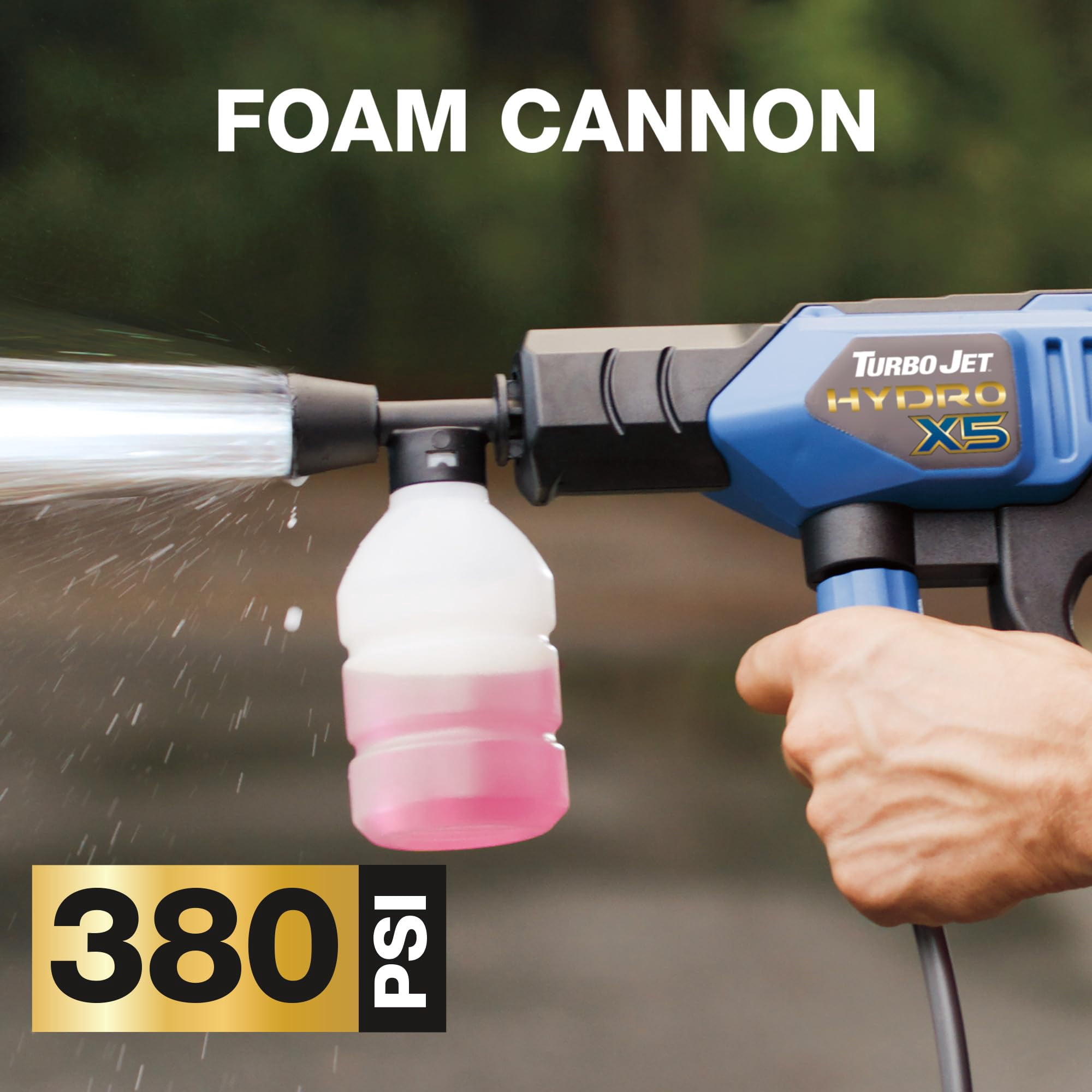 Turbo Jet X5 Pro+ Cordless Pressure Washer (380 PSI, 21V Battery) 0chcz