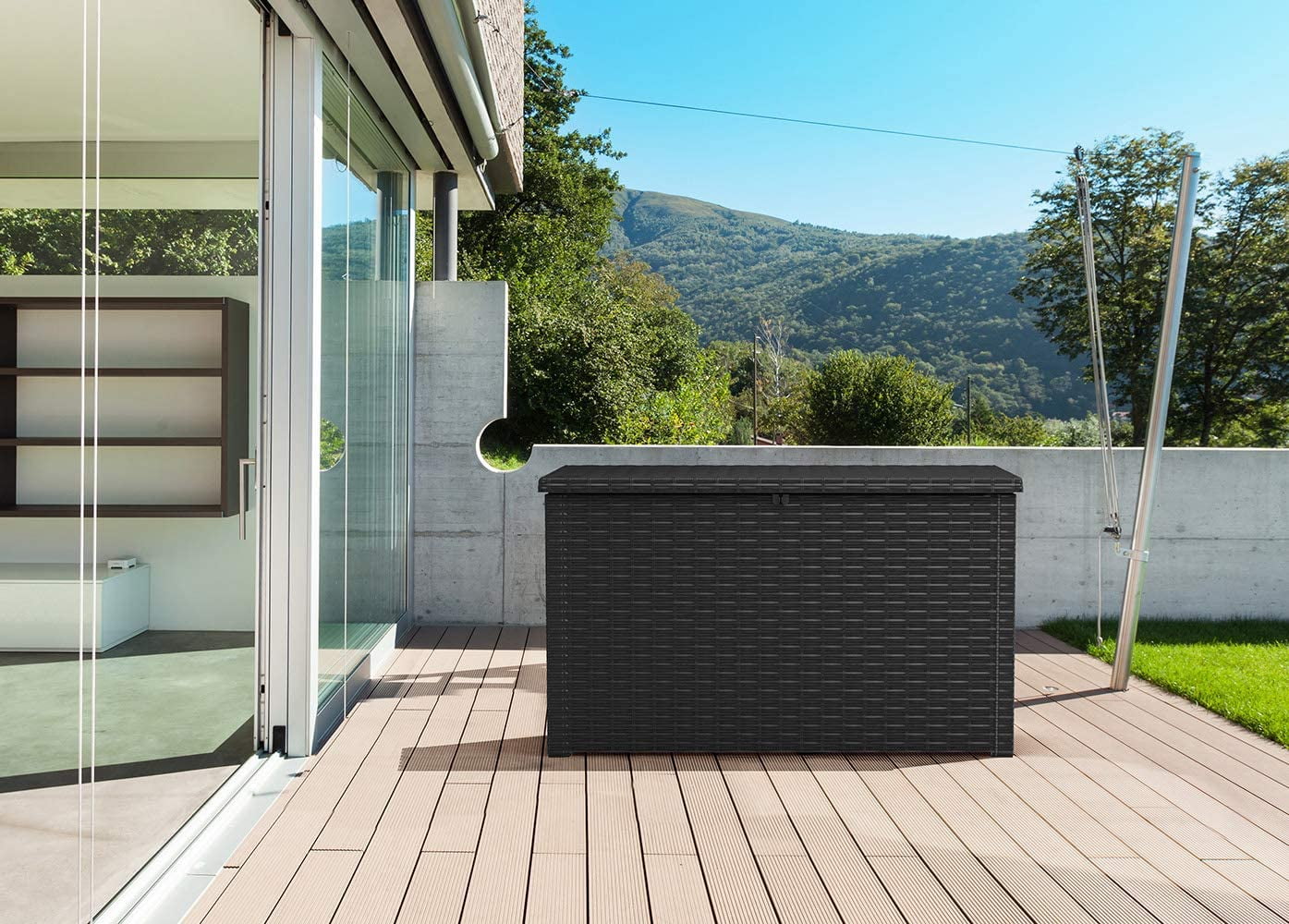 Keter Java 230 Gallon XL Weather-Resistant Resin Outdoor Deck Box (Grey, 57.5 in L x 32.67 in W x 33.85 in H) c32l6