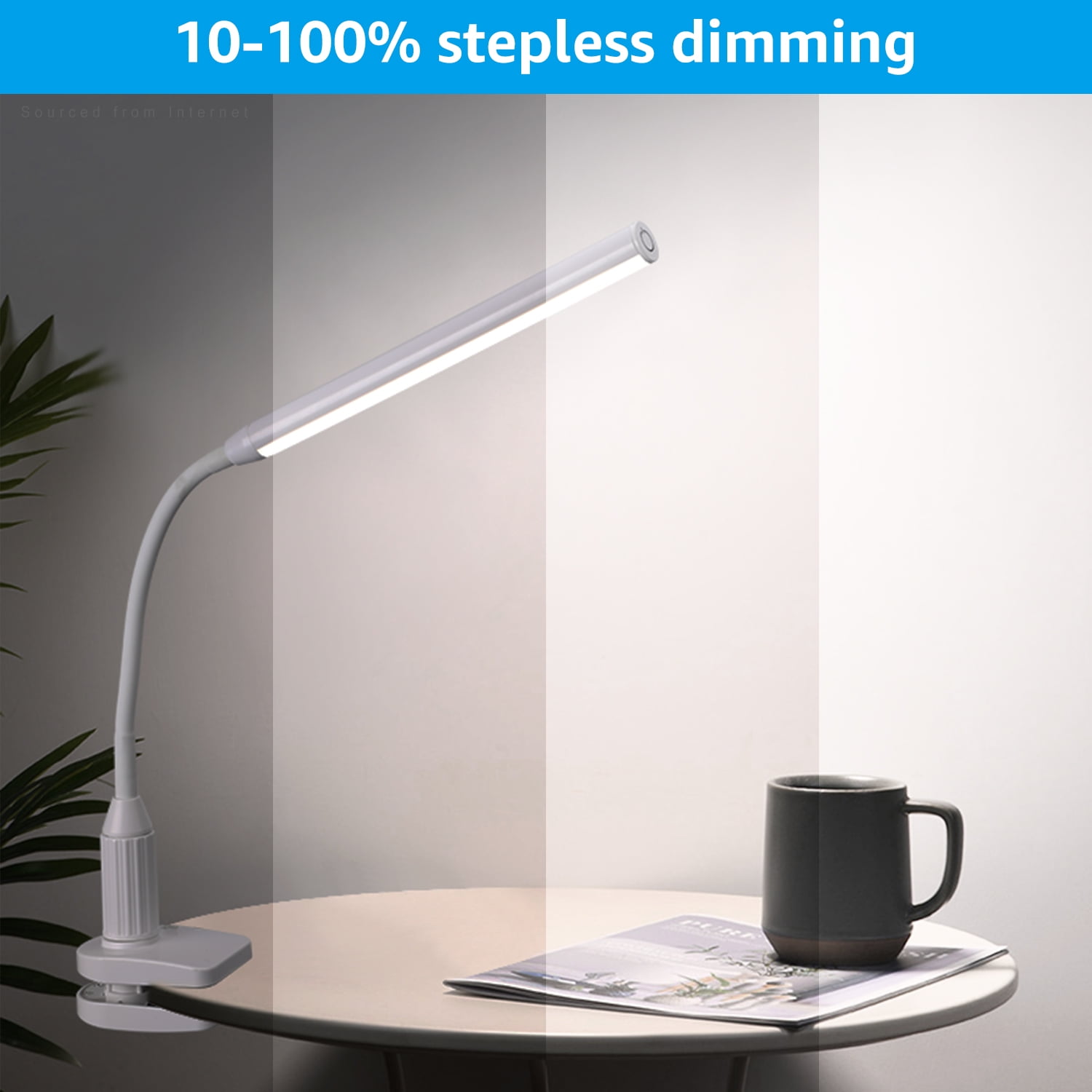TorchStar 5W LED Clamp Desk Lamp, Adjustable Gooseneck, Touch Control, 4000K Cool White (1 Pack) 7eslj