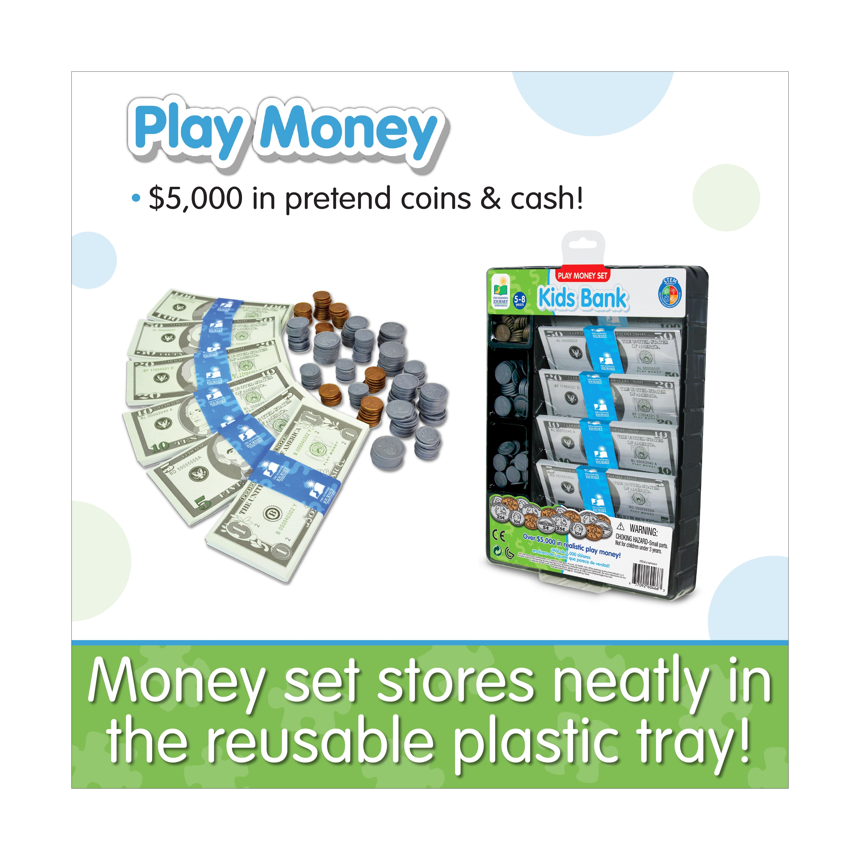 The Learning Journey Play Money Set for Kids Educational Math Activity (8.6 in x 12 in) hduev