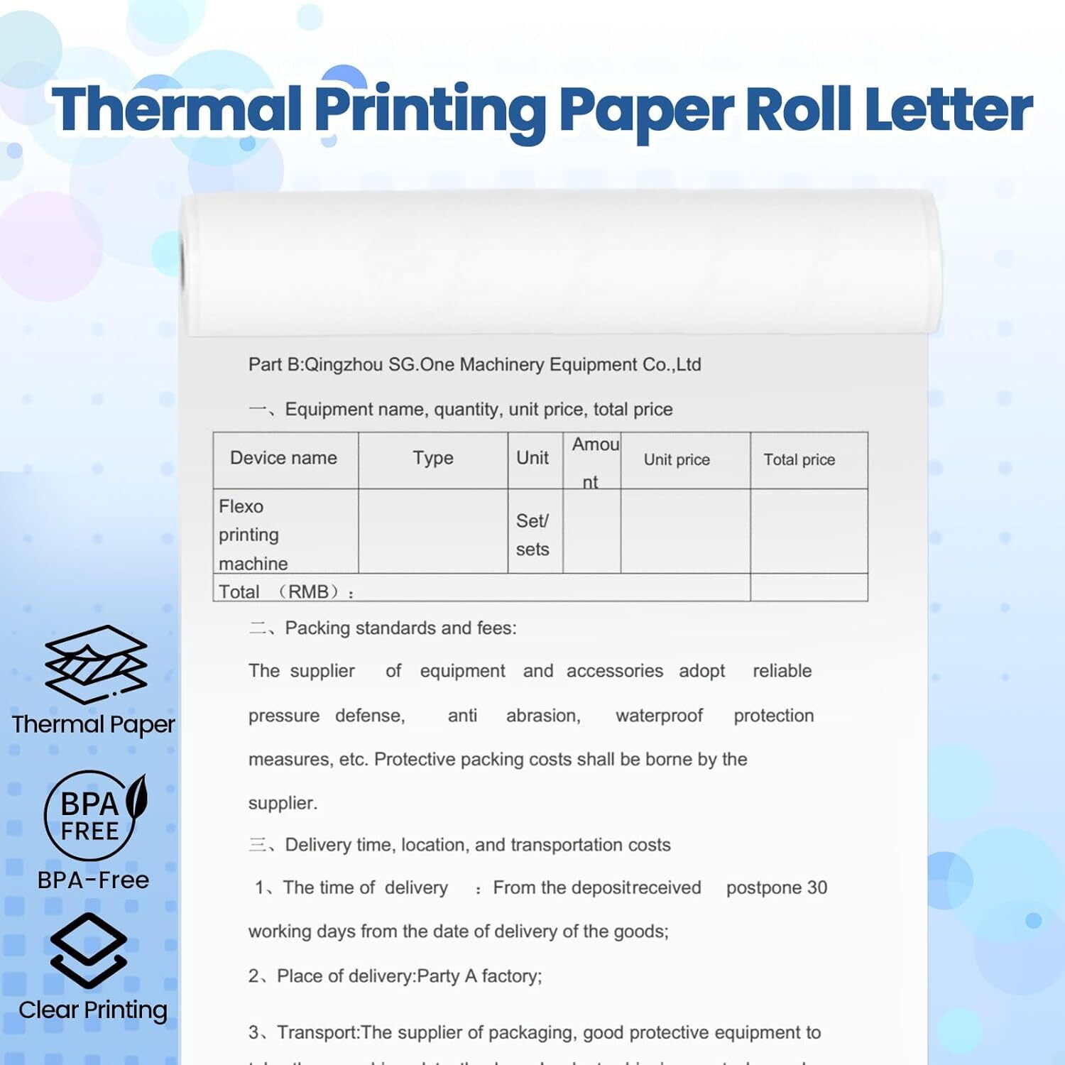 FungLam Thermal Printing Paper for Portable Printers (White, 8.5 in x 11 in, 2 Rolls) 4m18o