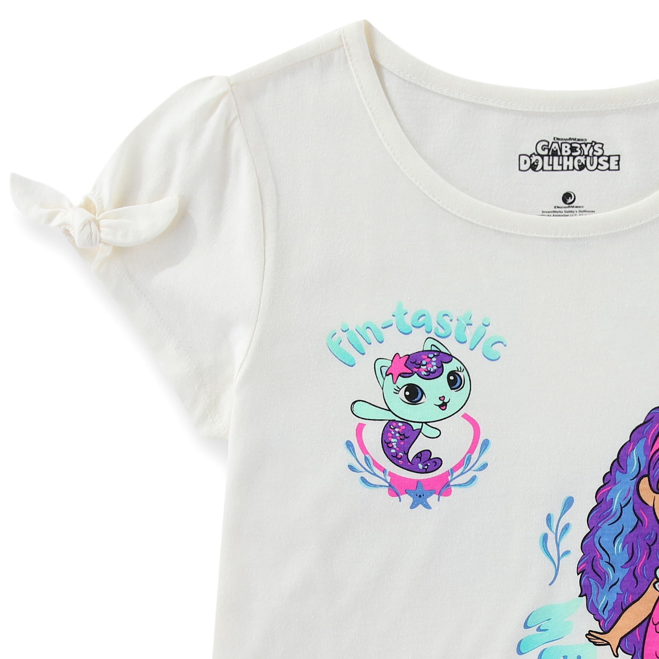 DreamWorks Gabby's Dollhouse Girls Short Sleeve T-Shirt and Shorts 2-Piece Outfit Set (Blue, 3T-10) e81jh
