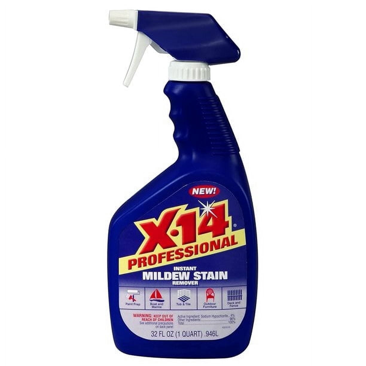 X-14 Professional Instant Mildew Stain Remover Spray, Deep Cleaning Bathroom Cleaner (32 fl oz) xjkw4