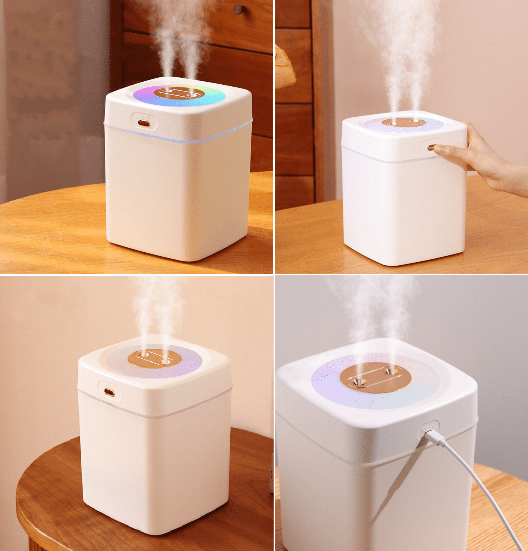 HHENGYISOUL Large Room Humidifier, Top Fill Ultrasonic Mist Maker with Dual Spray Ports and Night Light (White, 101 fl oz) 1uexa