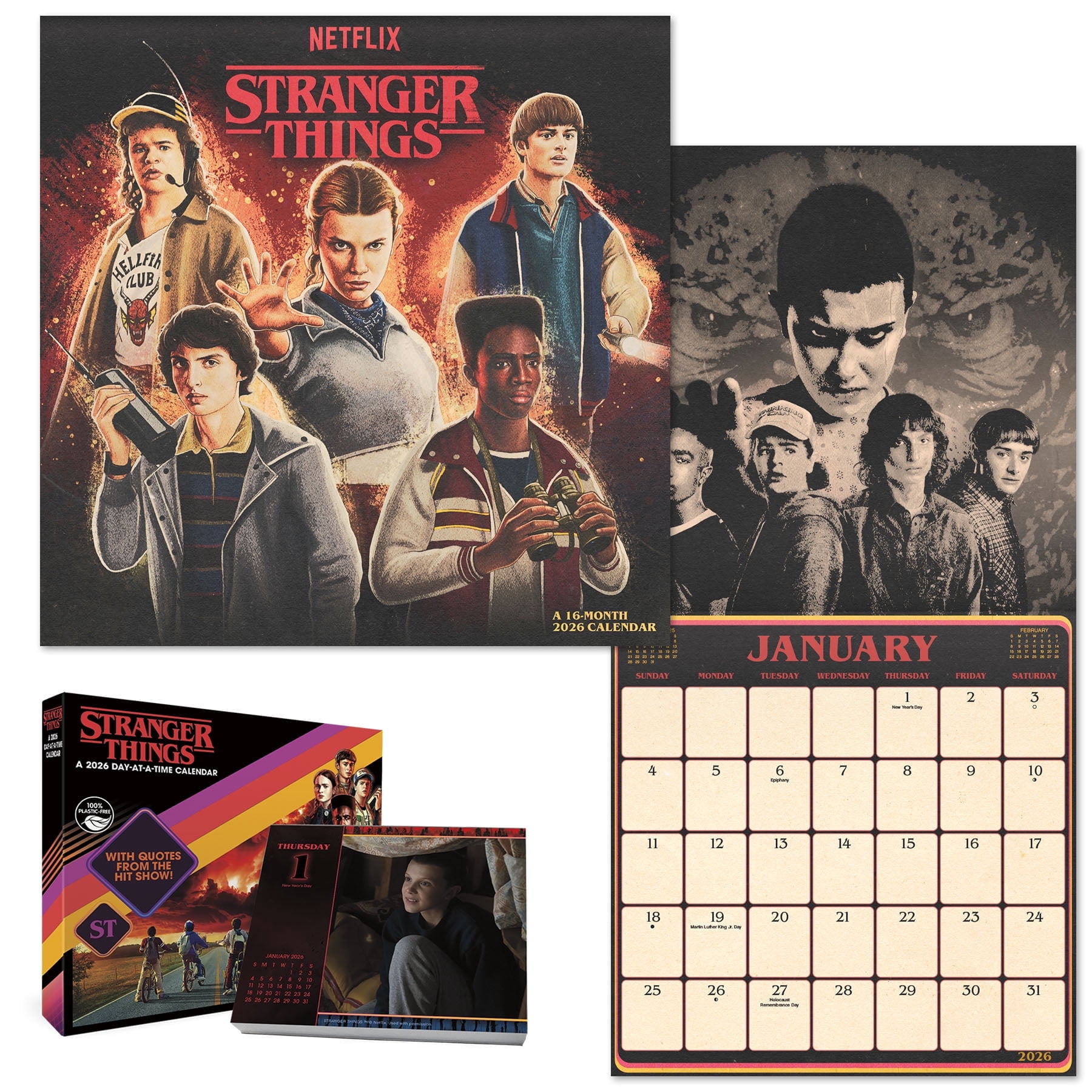 Trends International Netflix Stranger Things 2026 Wall Calendar and Daily Desk Box Calendar Set (Multi-Color, 2-Piece) pwcfk