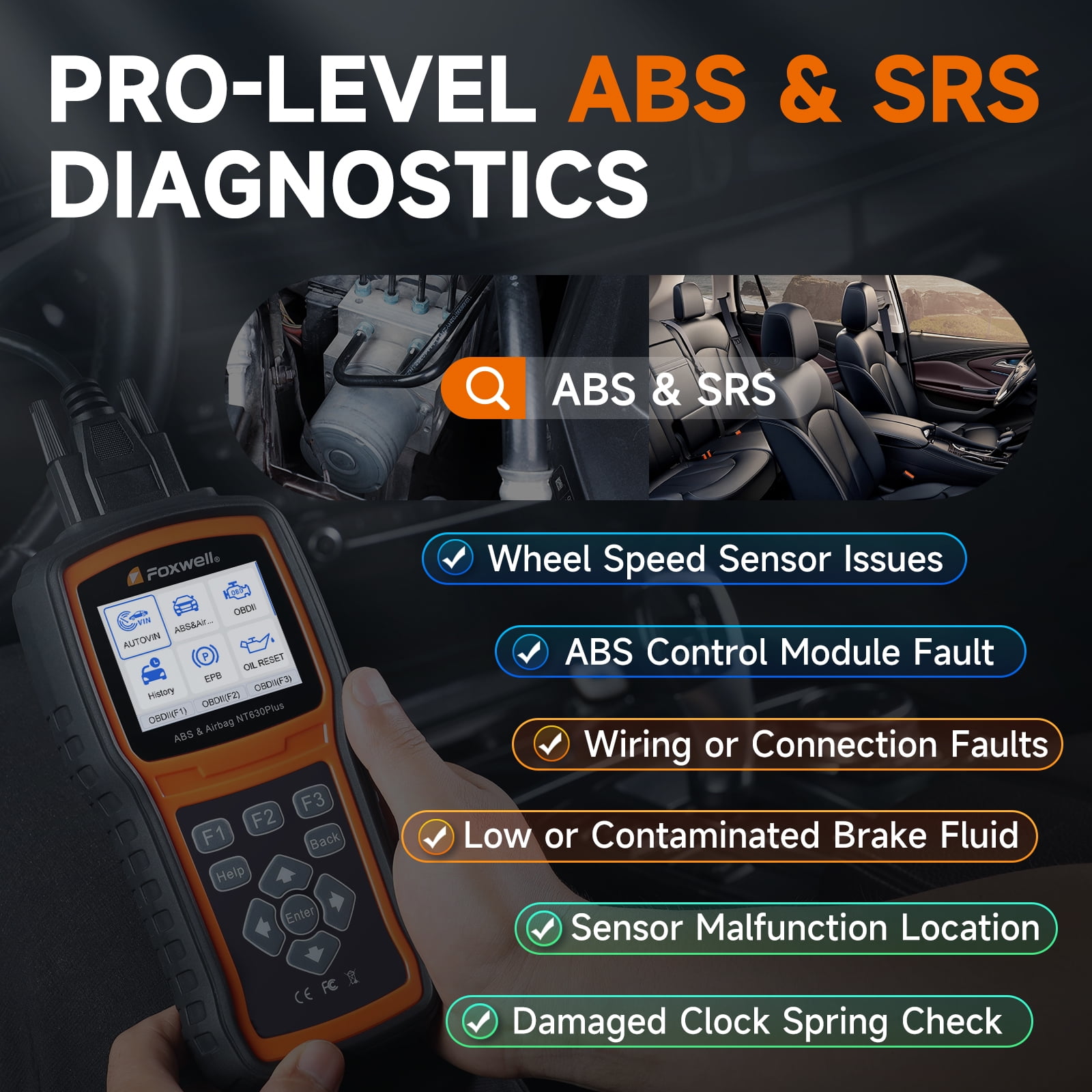 Foxwell NT630 Plus Bidirectional OBD2 Scanner Diagnostic Tool for ABS SRS SAS (Orange) dx4wt - Image 2