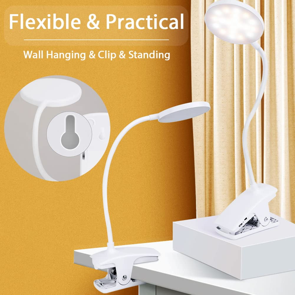 Ledander USB Rechargeable LED Clip-on Desk Lamp (Black, 1 Pack) 6jzol