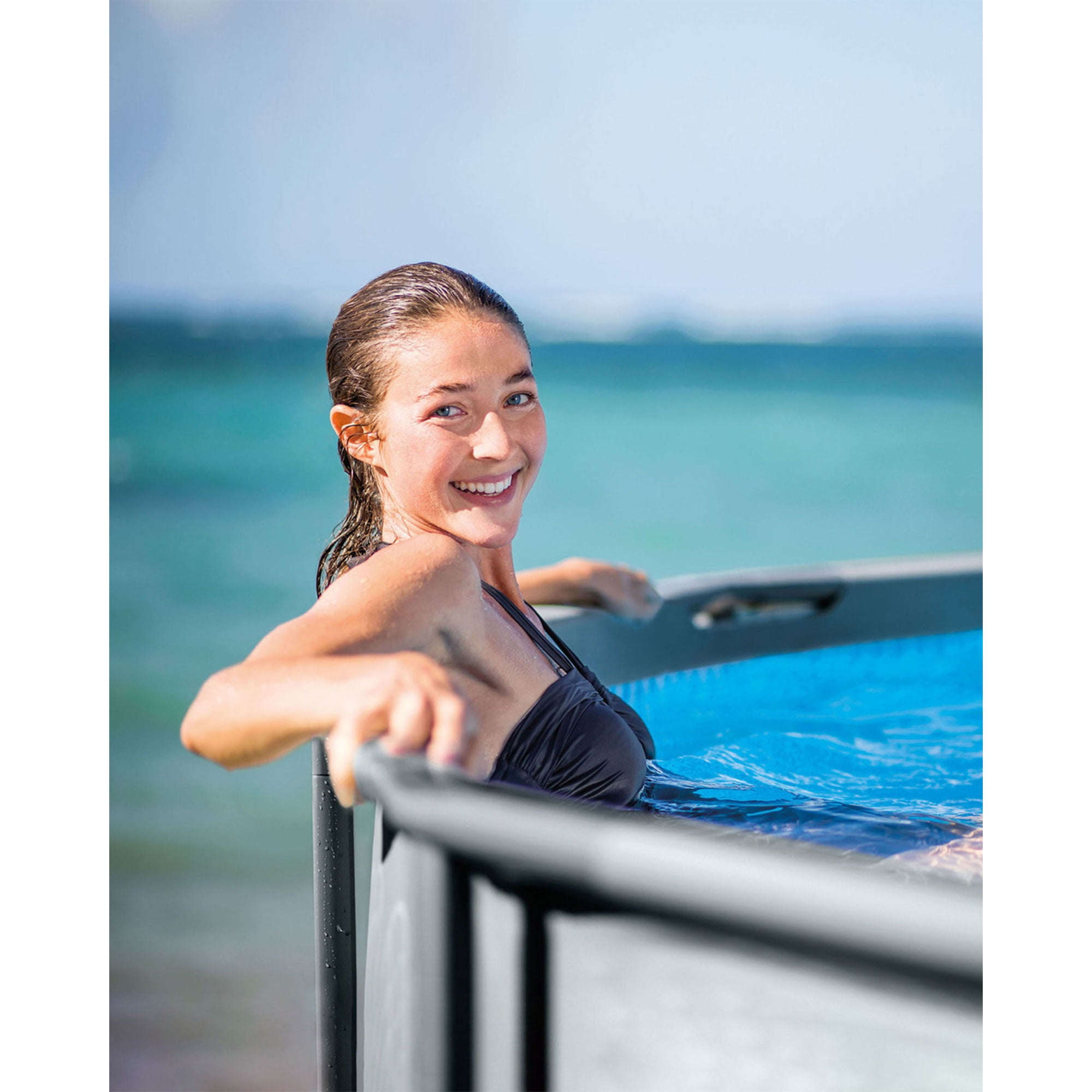 Intex Ultra XTR Frame Above Ground Pool Set with Sand Filter Pump (Dark Gray, 16 ft x 48 in) 34z9g