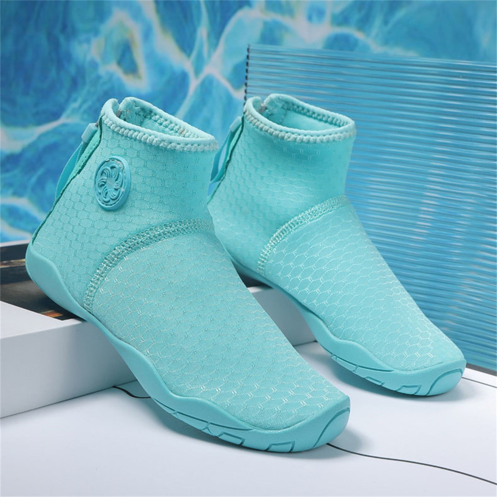 Otqutp Kids Water Shoes Quick-Dry Barefoot Swimming Socks for Beach Pool Surfing (Blue, 10 in) sjuge