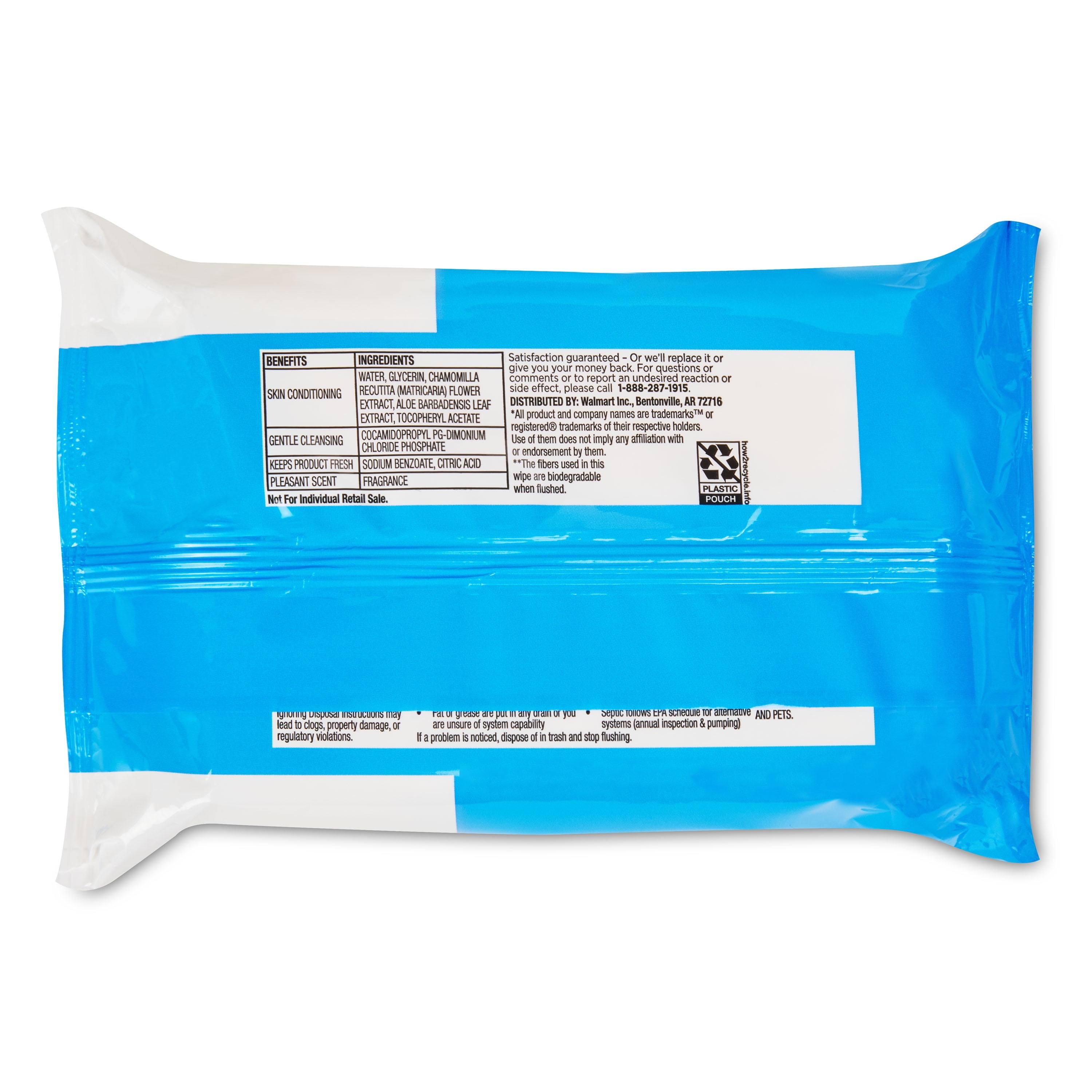 Equate Flushable Wet Wipes, Fresh Scent, Hypoallergenic Plant-Based Fibers (144 Count, 3 Pack) 2kuqo