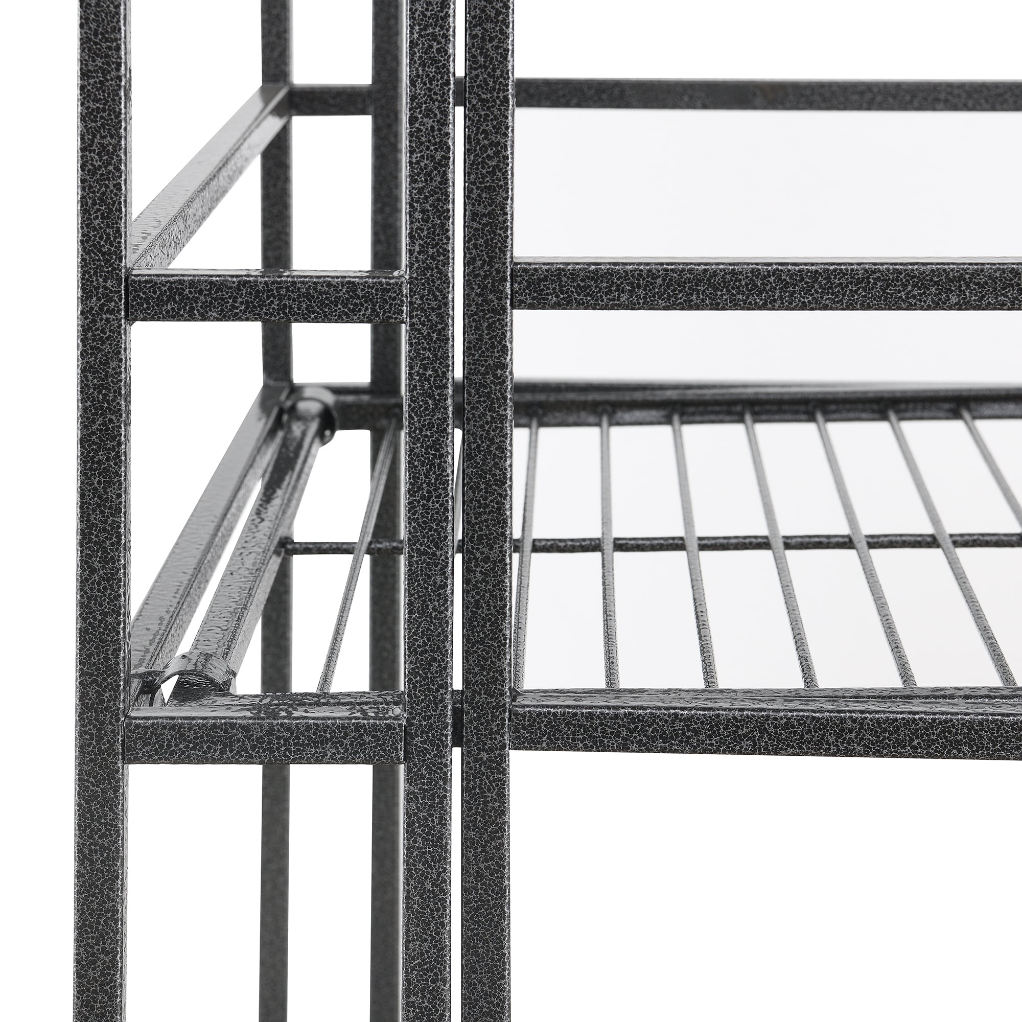 Convenience Concepts Xtra Storage 5 Tier Folding Metal Shelf, Heavy-Duty Organizer (Speckled Gray, 13 in x 11.25 in x 57.5 in) picrd