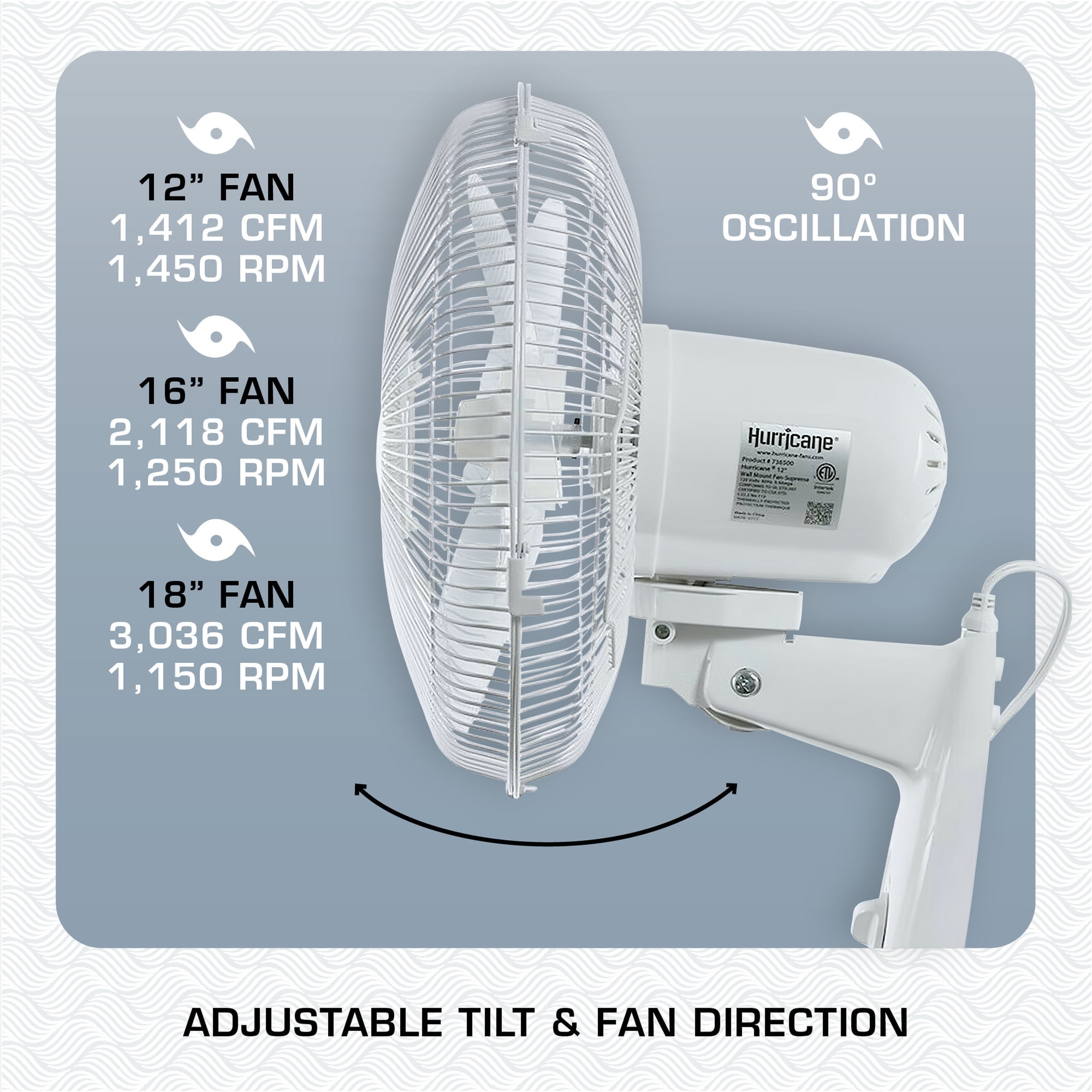 Hurricane Supreme 12 Inch Oscillating Wall Mount Fan (White, 12 in) kgolw