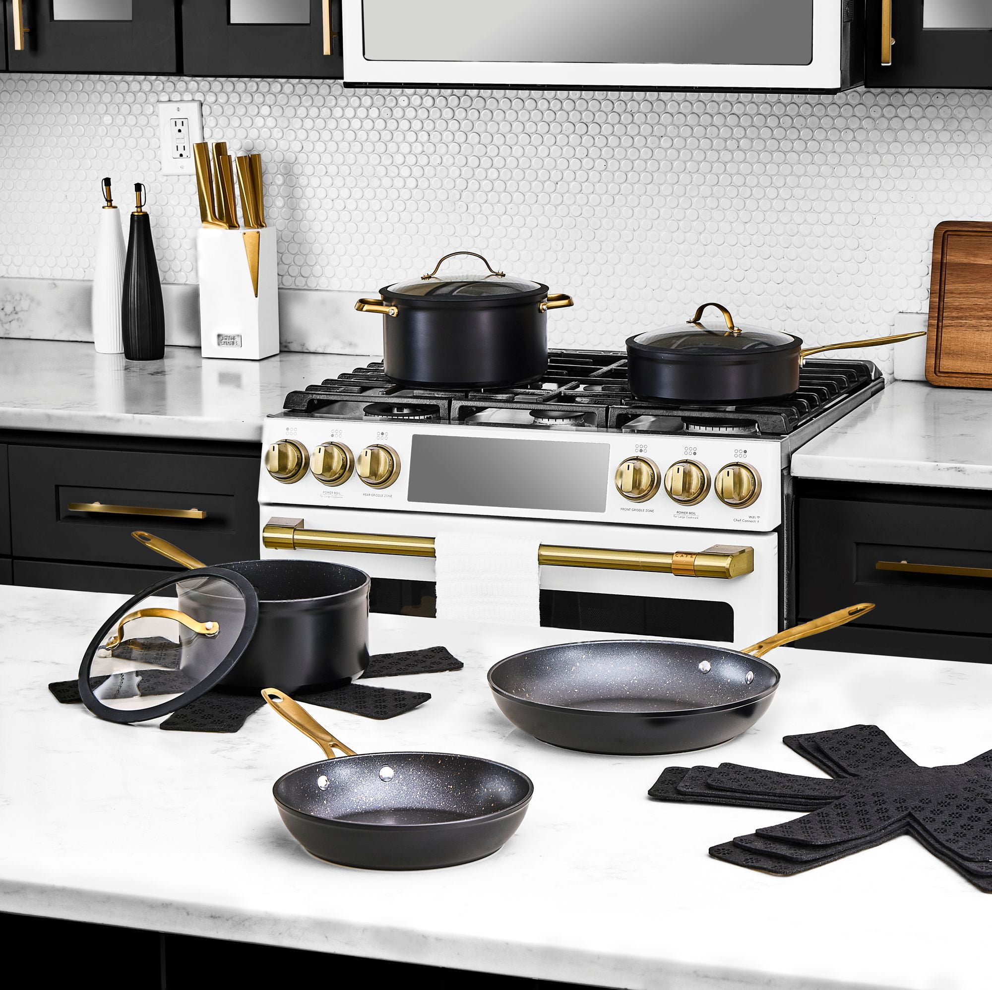 Thyme & Table 12-Piece Ceramic Non-Stick Cookware Set Signature Collection (Gold, 12-Piece) 71mpa
