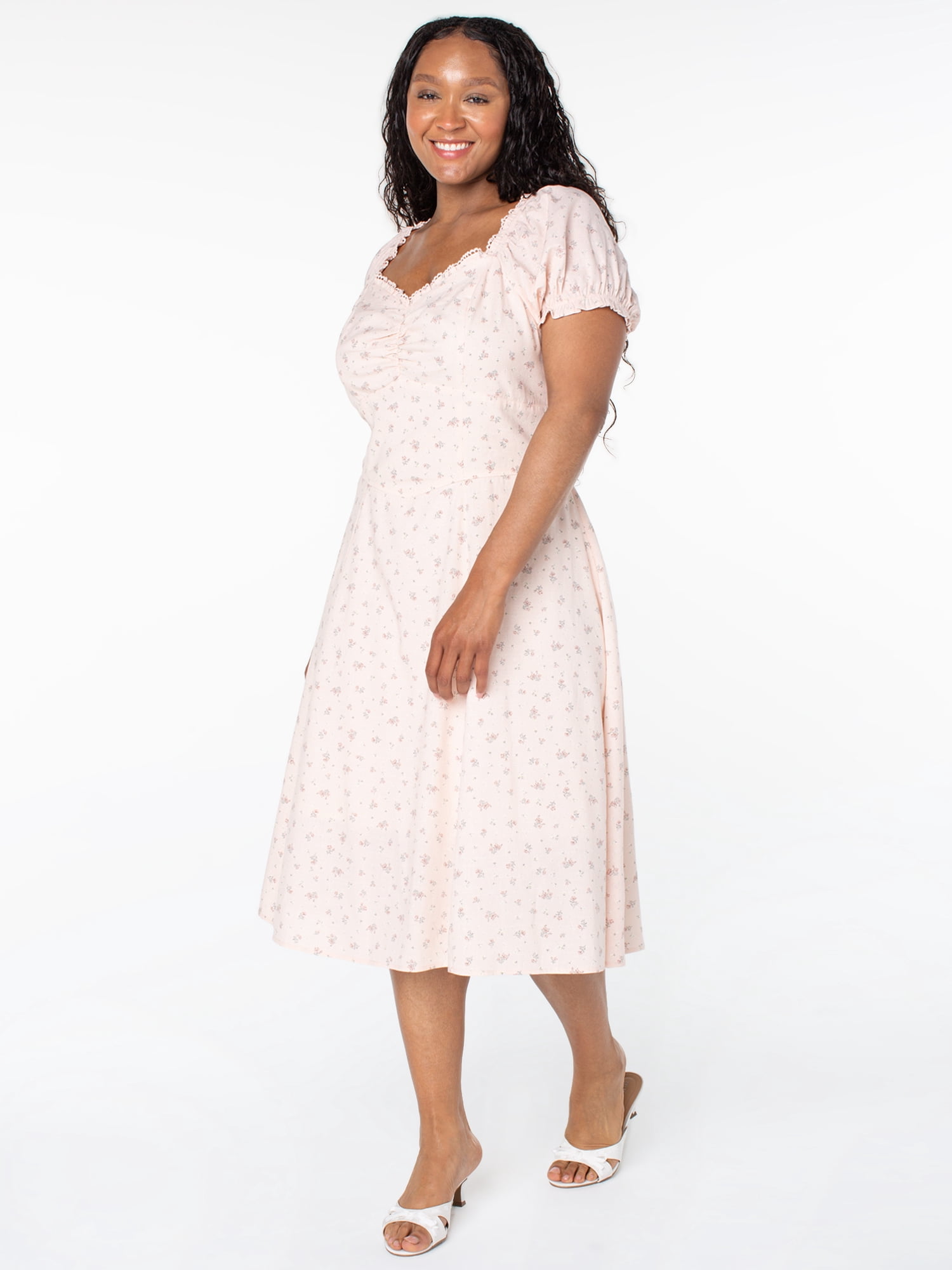 Celebrity Pink Women's Puff Sleeve Midi Dress (Pink, XS) 9anrq