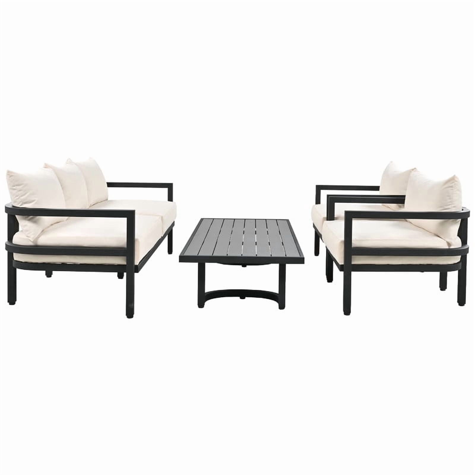 Wakefit 4-Piece Outdoor Sectional Sofa Set with Coffee Table, Weather-Resistant Patio Conversation Furniture (Beige, 4-Piece) lxsnn
