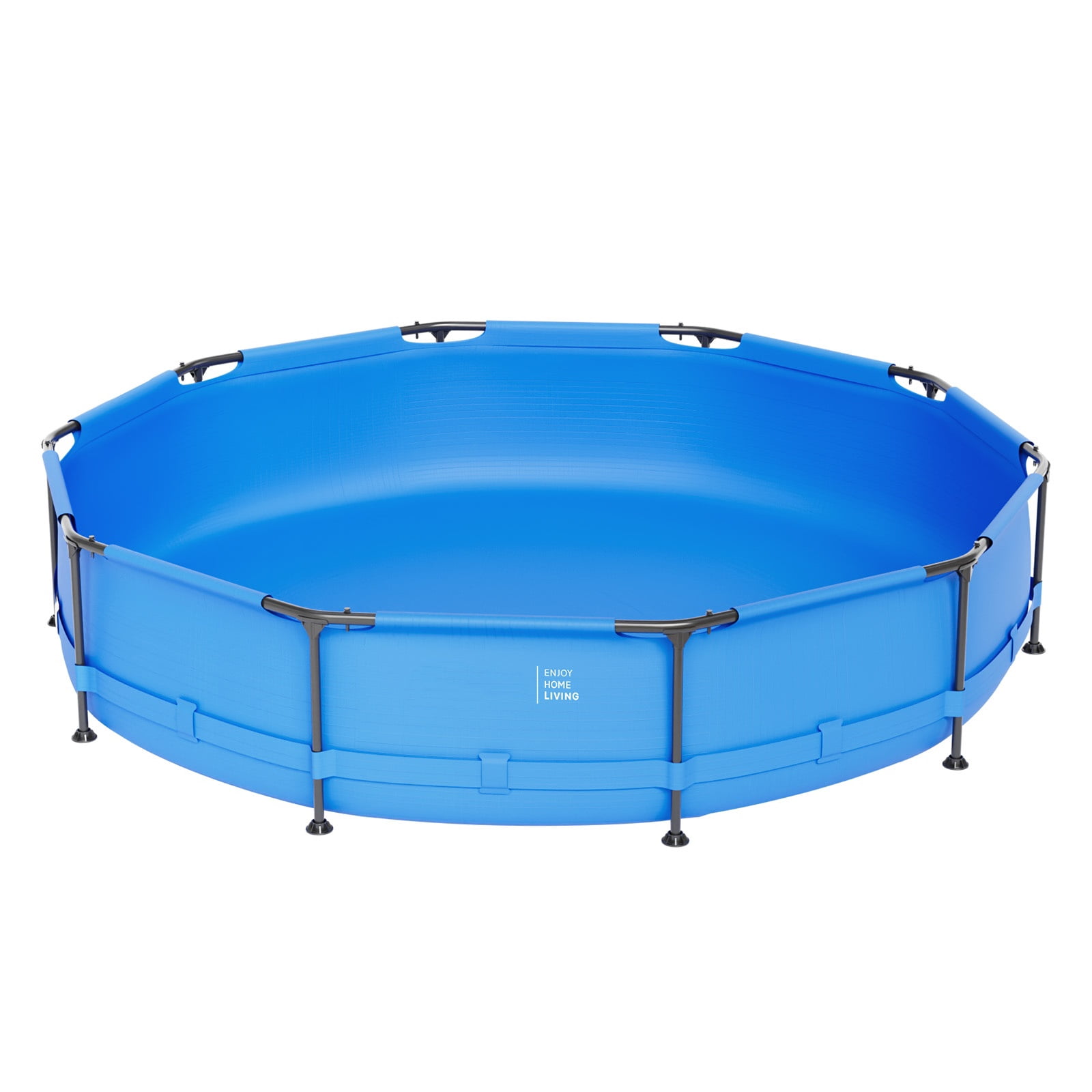 EDOEMSE Round Above-Ground Swimming Pool with Sturdy Iron Frame (Blue, 12 ft x 30 in) m4xg2