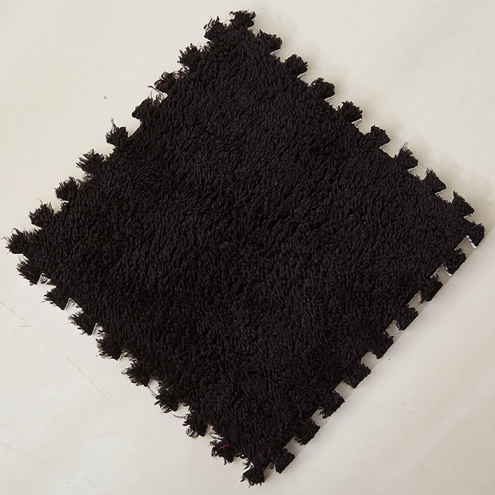 YuXinYang Plush Interlocking Foam Floor Tiles Soft Puzzle Carpet Mats for Kids Playroom (Black, 10 Pcs) s2kfh
