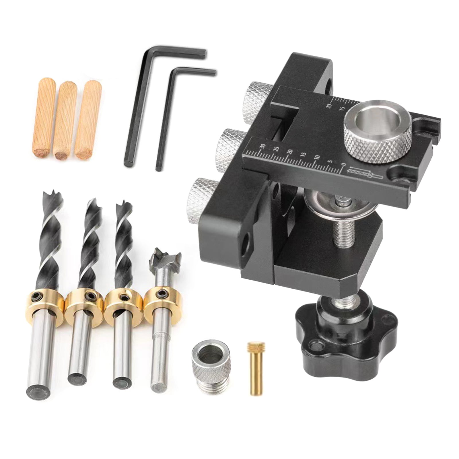 YAUXIM Adjustable 3-in-1 Woodworking Doweling Jig Kit (Pocket Hole Drilling Guide Locator for Furniture Assembly) 79xy0