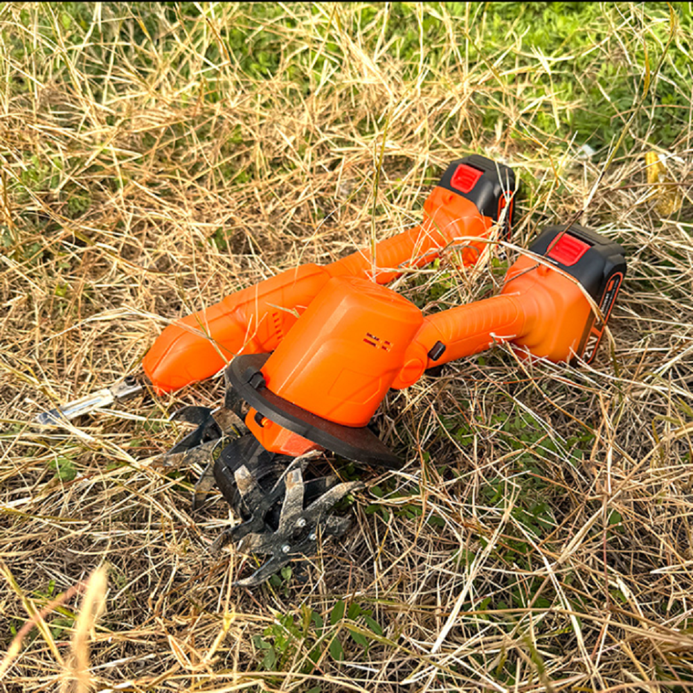 Beiou 24V Cordless Electric Tiller Cultivator, Portable Garden Rototiller with Extension Rod (4 in Tilling Width) nzinm