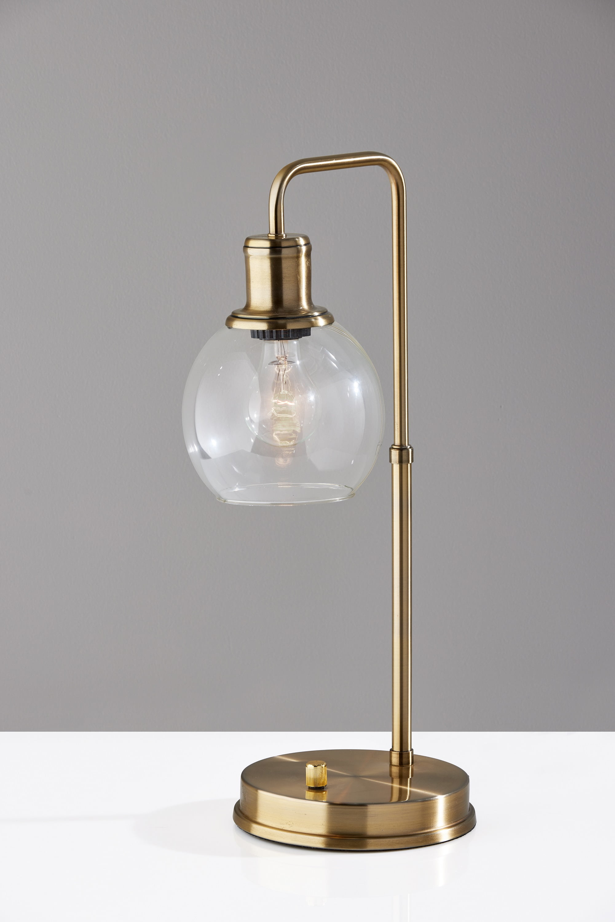 Better Homes & Gardens Metal Desk Lamp with USB Port and Glass Shade (Gold, 20.5 in) aojj5