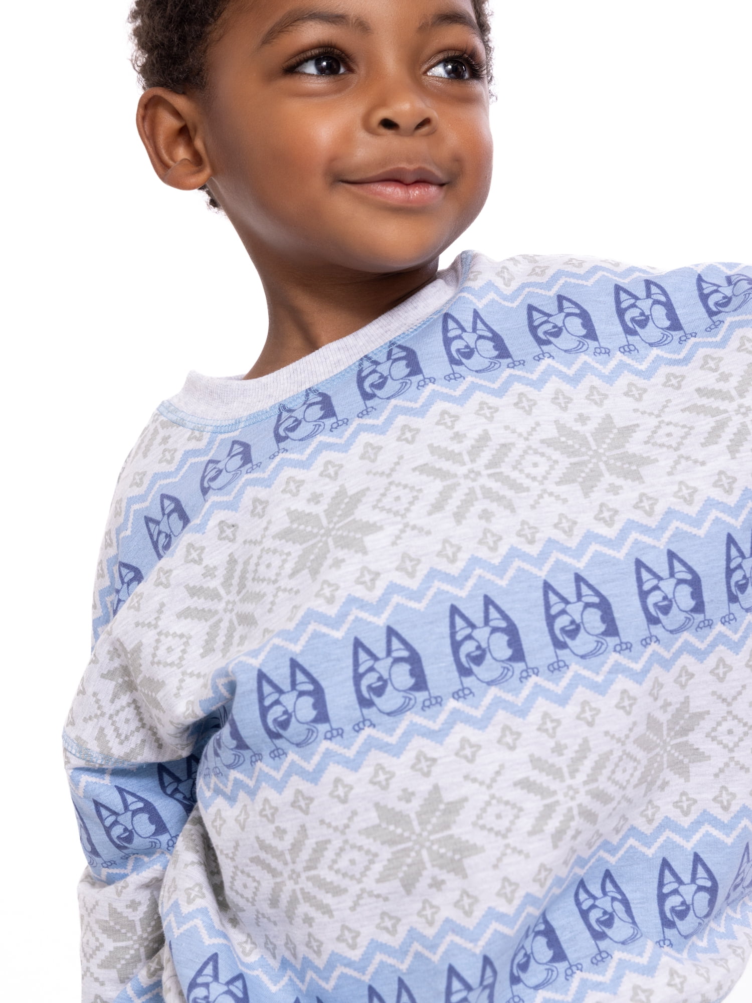Bluey Toddler Holiday Graphic Long Sleeve Crewneck Sweatshirt (Grey, 5T) s5nty