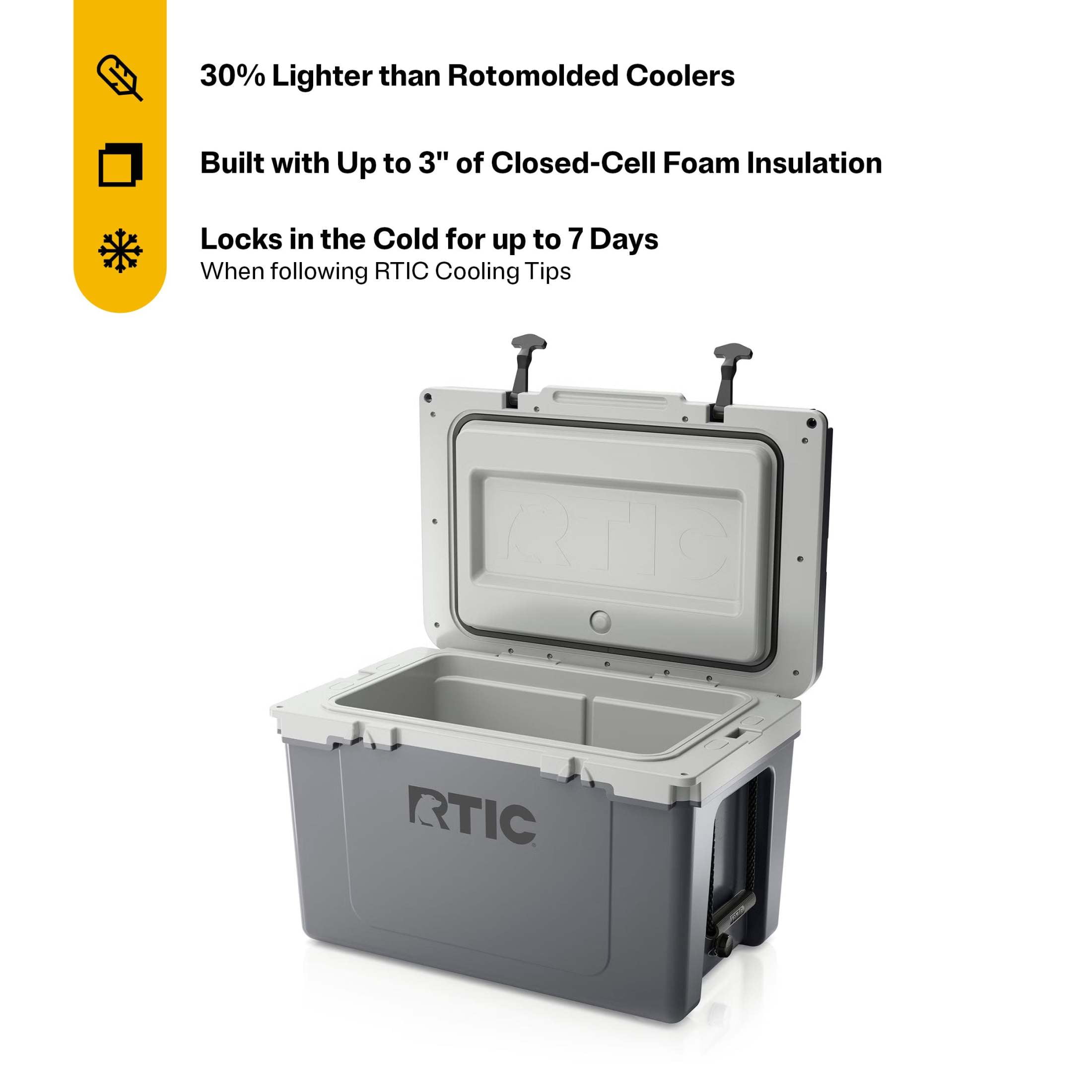 RTIC 52 Quart Ultra-Light Hard Cooler Bundle with Freezable Divider and Dry Basket (Dark Grey and Cool Grey, 52 qt) rskv8