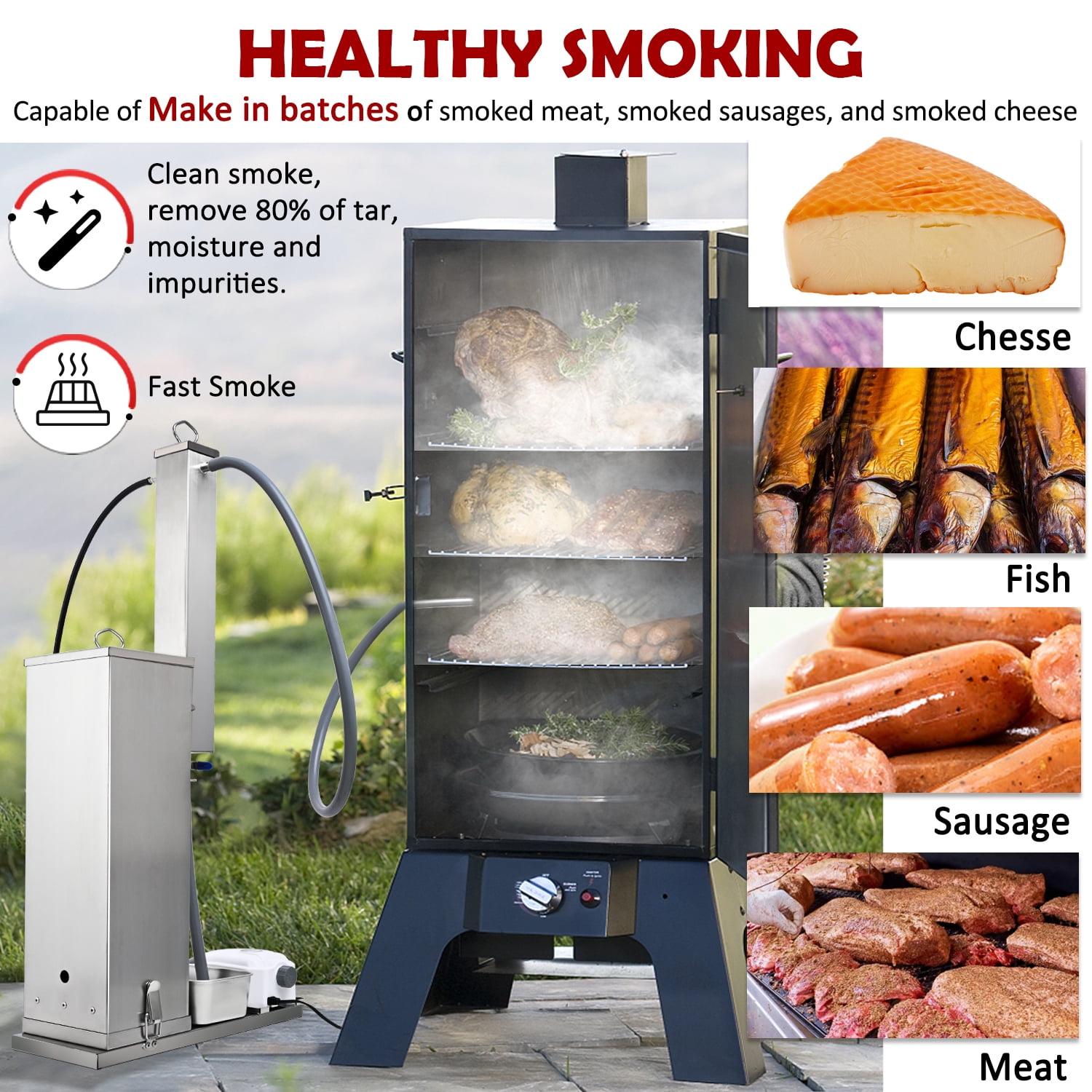 Supllueer Electric Cold Smoke Generator for BBQ Grilling and Smoking (Silver, 10 Liter Capacity) hlx36