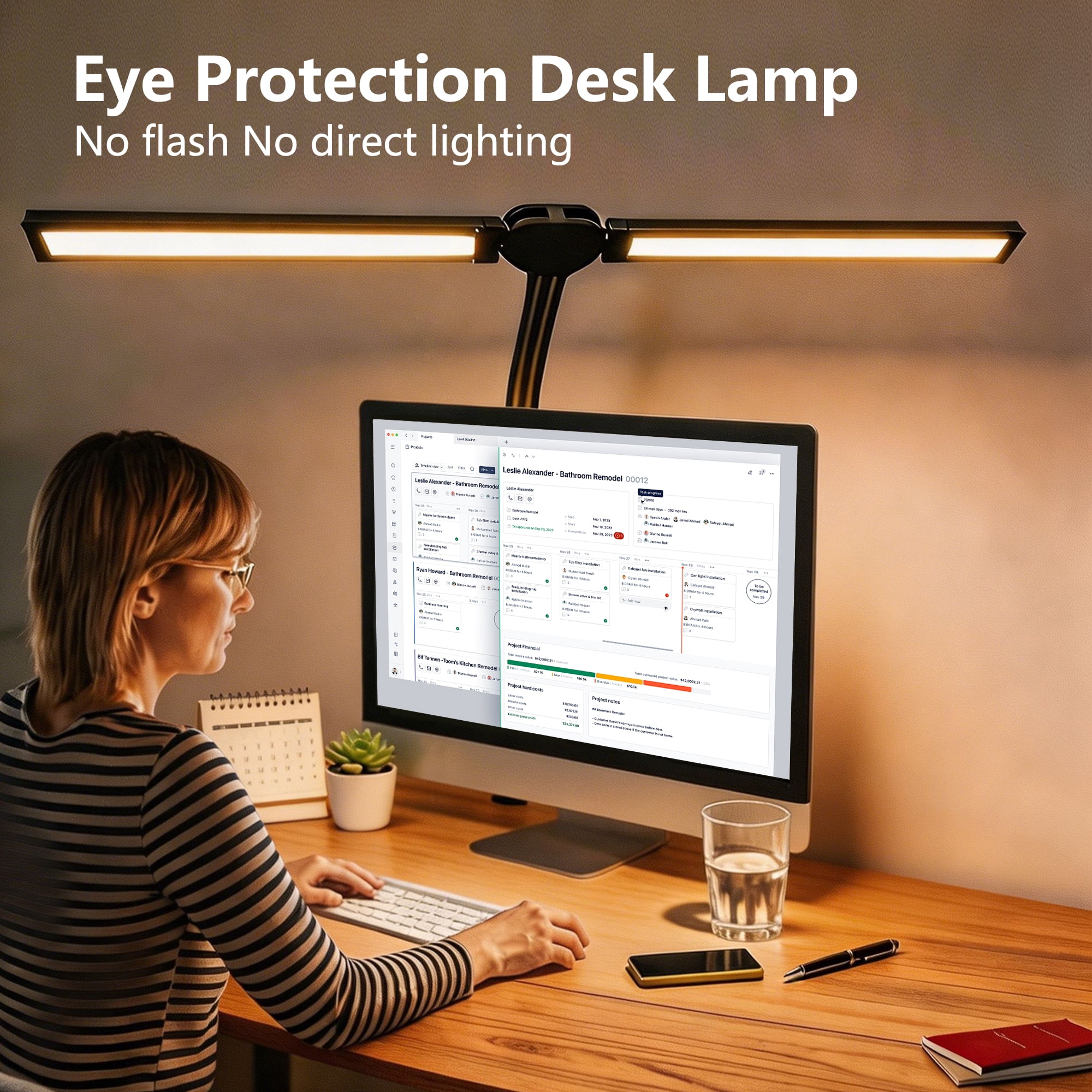 Alichome LED Desk Lamp, Clip-On Task Light with Flexible Gooseneck, 5 Brightness Levels & 4 Color Modes (Black, 2 in Clamp) y7pbw