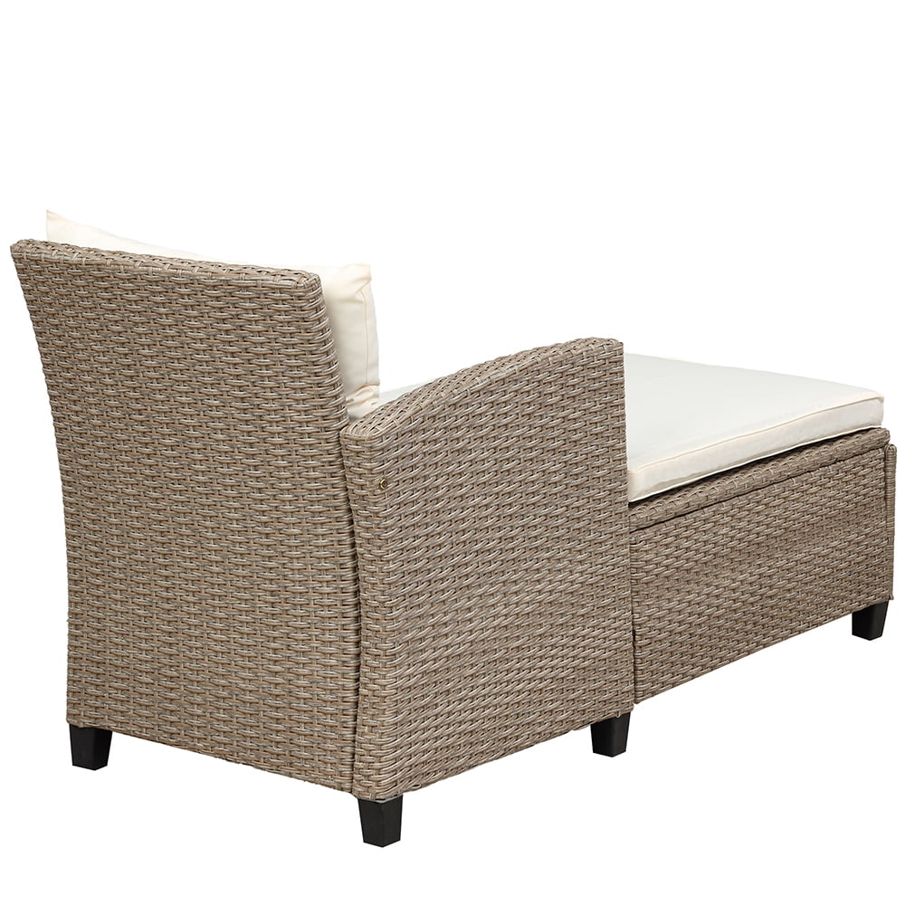 Segmart 4-Piece Outdoor Patio Furniture Set, Wicker Conversation Sofa with Cushions and Coffee Table (Beige, 4-Piece) tl75q
