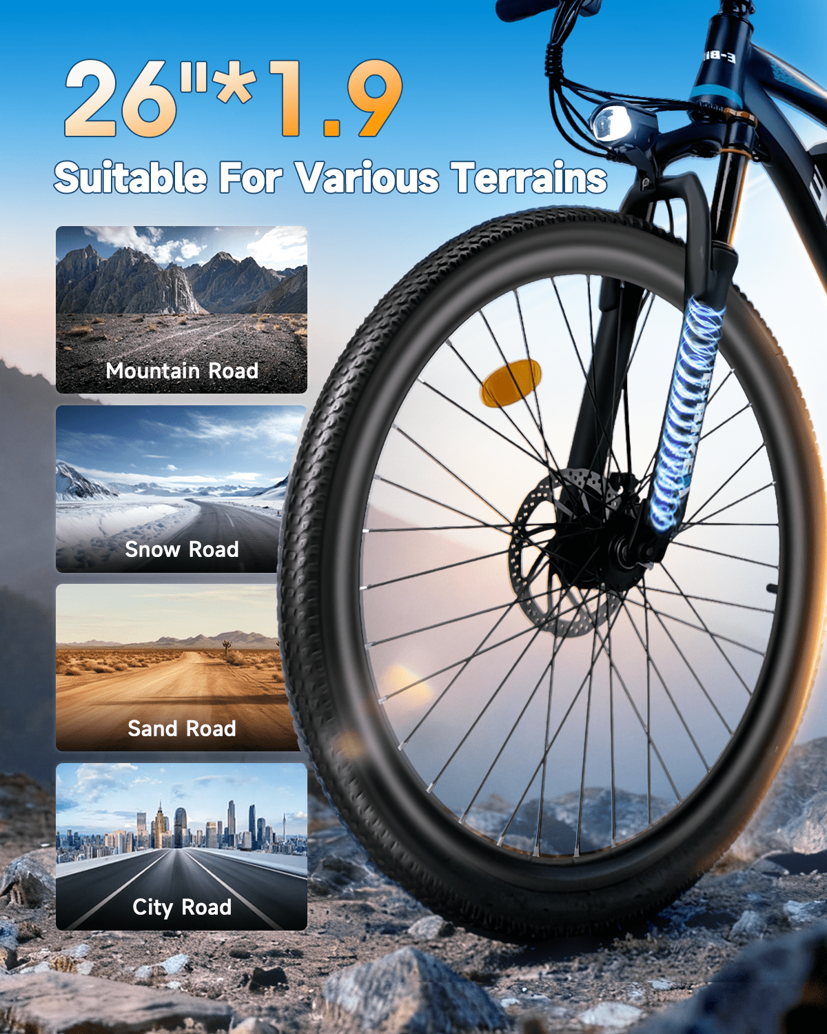 Bycyla Electric Mountain Bike, 750W Motor 25 MPH E-Bike with 40 Mile Range, 7-Speed Commuter Bicycle (Red, 26 in) y5iae