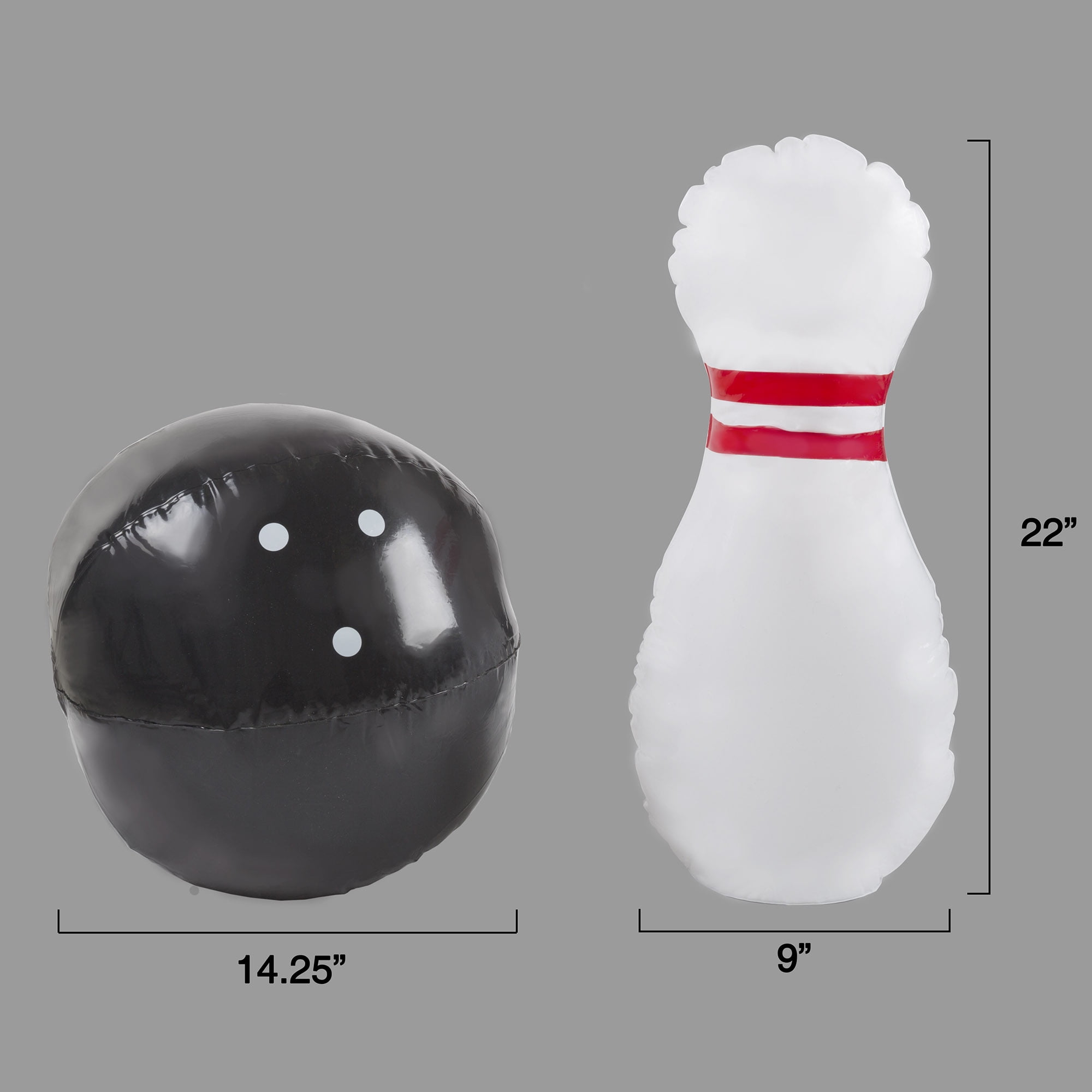 Hey! Play! Inflatable Bowling Set for Kids and Adults (White/Red/Black, 22 in) tva6j