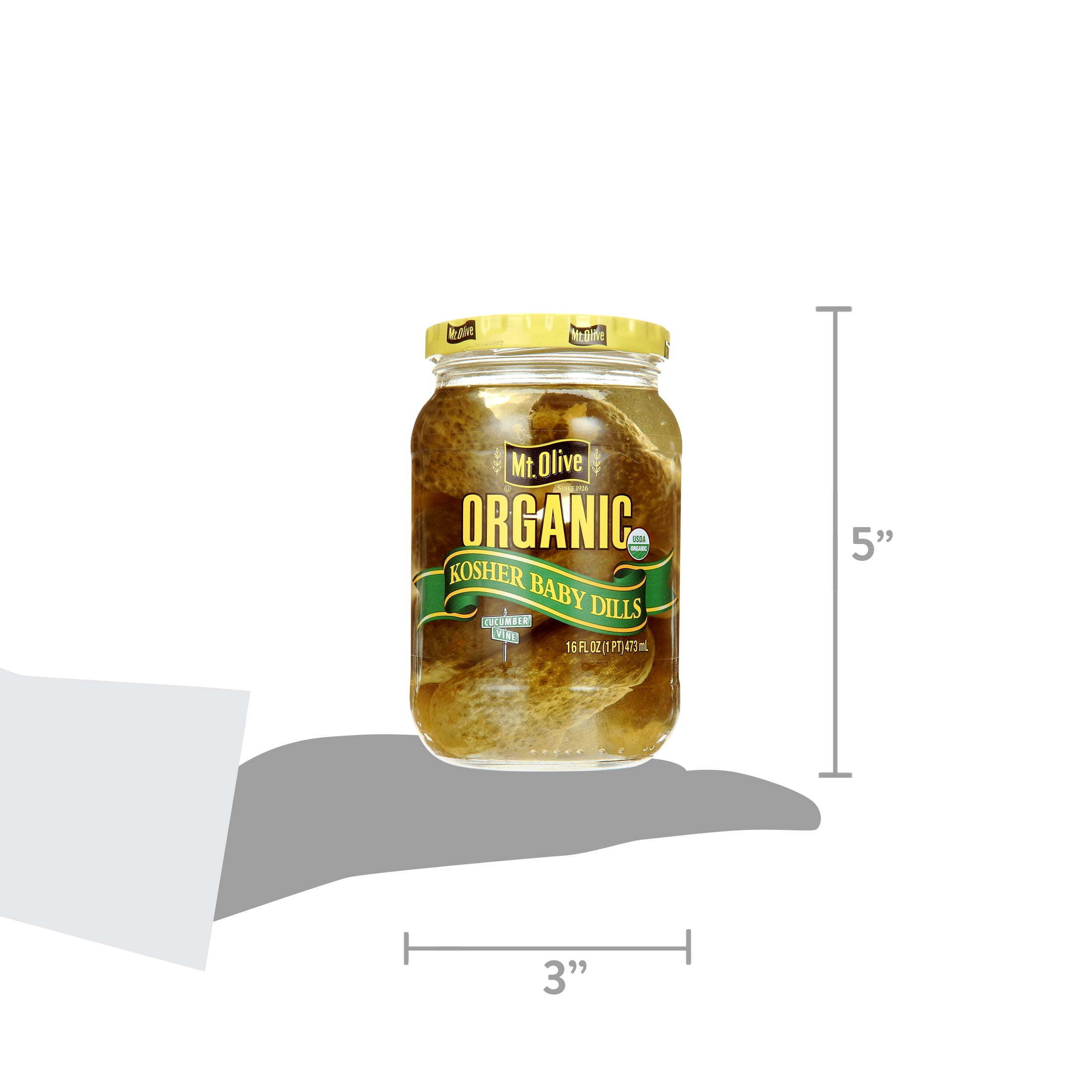 Mt. Olive Organic Kosher Whole Baby Dill Pickles (3 Pack, 16 fl oz) 2r01w