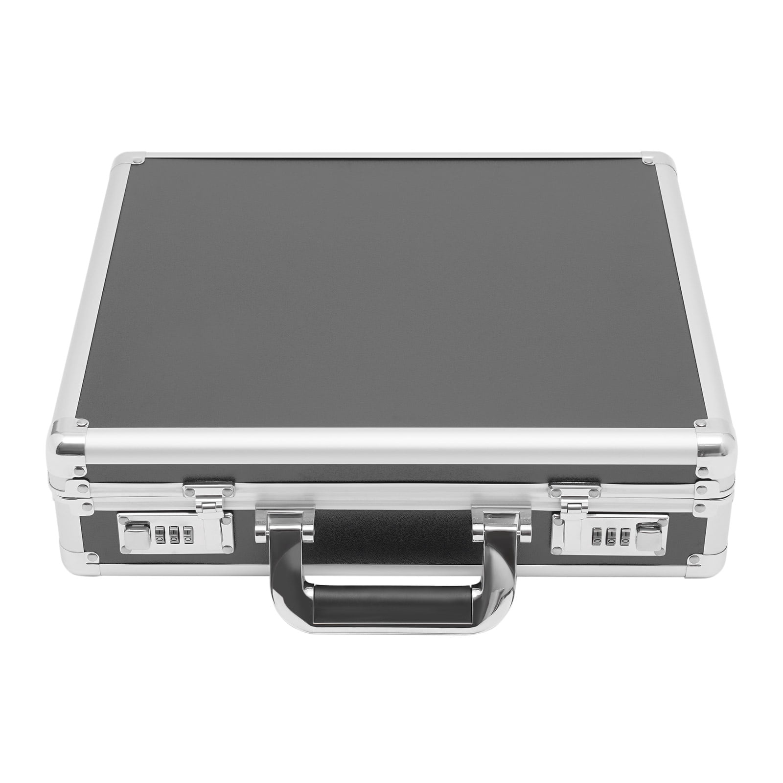 TOOL1SHOoo Portable Aluminum Alloy Lock Box, Secure Storage Case with Combination Lock and Carrying Strap (Black, 15 x 13 x 4.3 in) wcx35