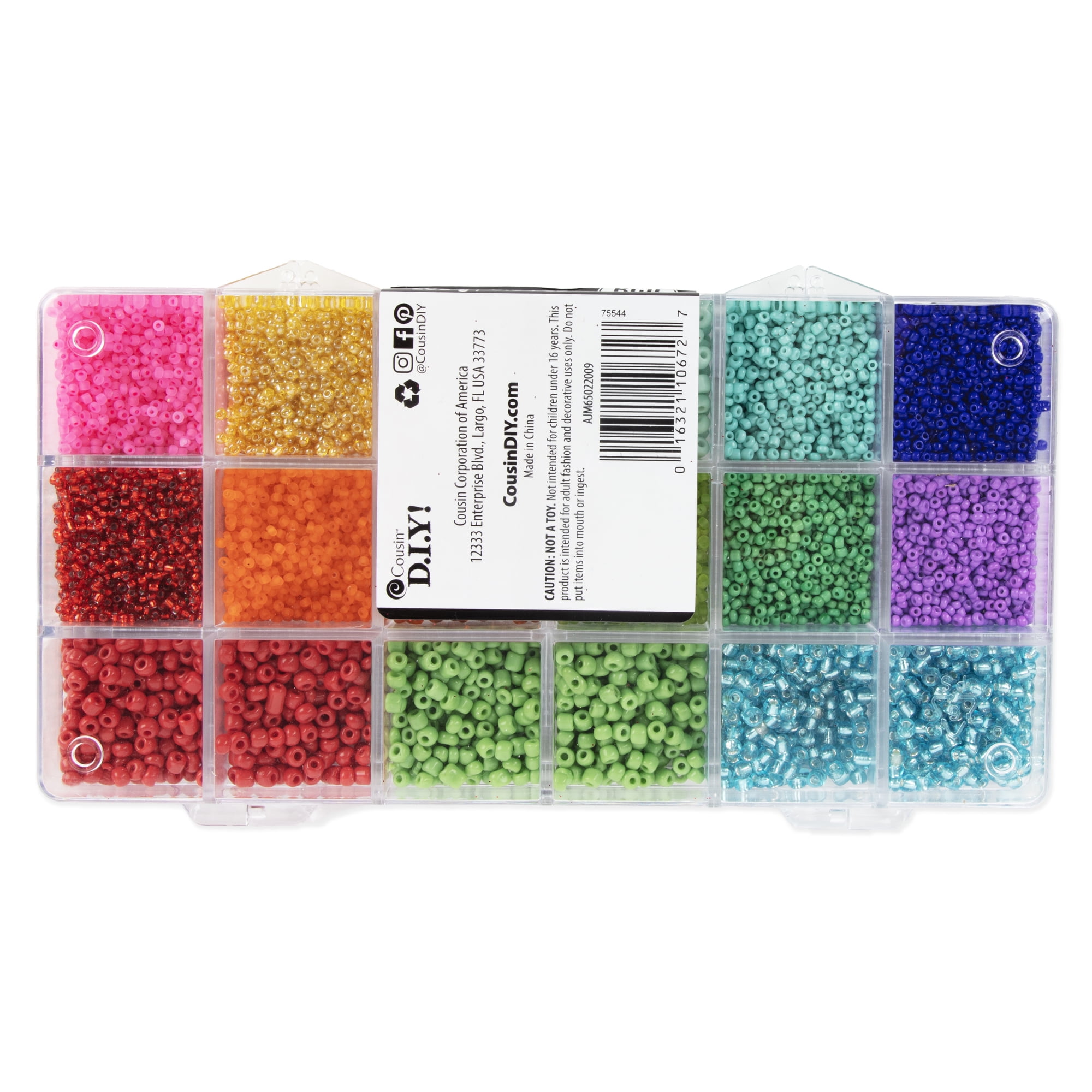 Cousin DIY Rainbow Glass Seed Beads for Jewelry Making and Crafting (Multi-color, 9.9 oz) e54te