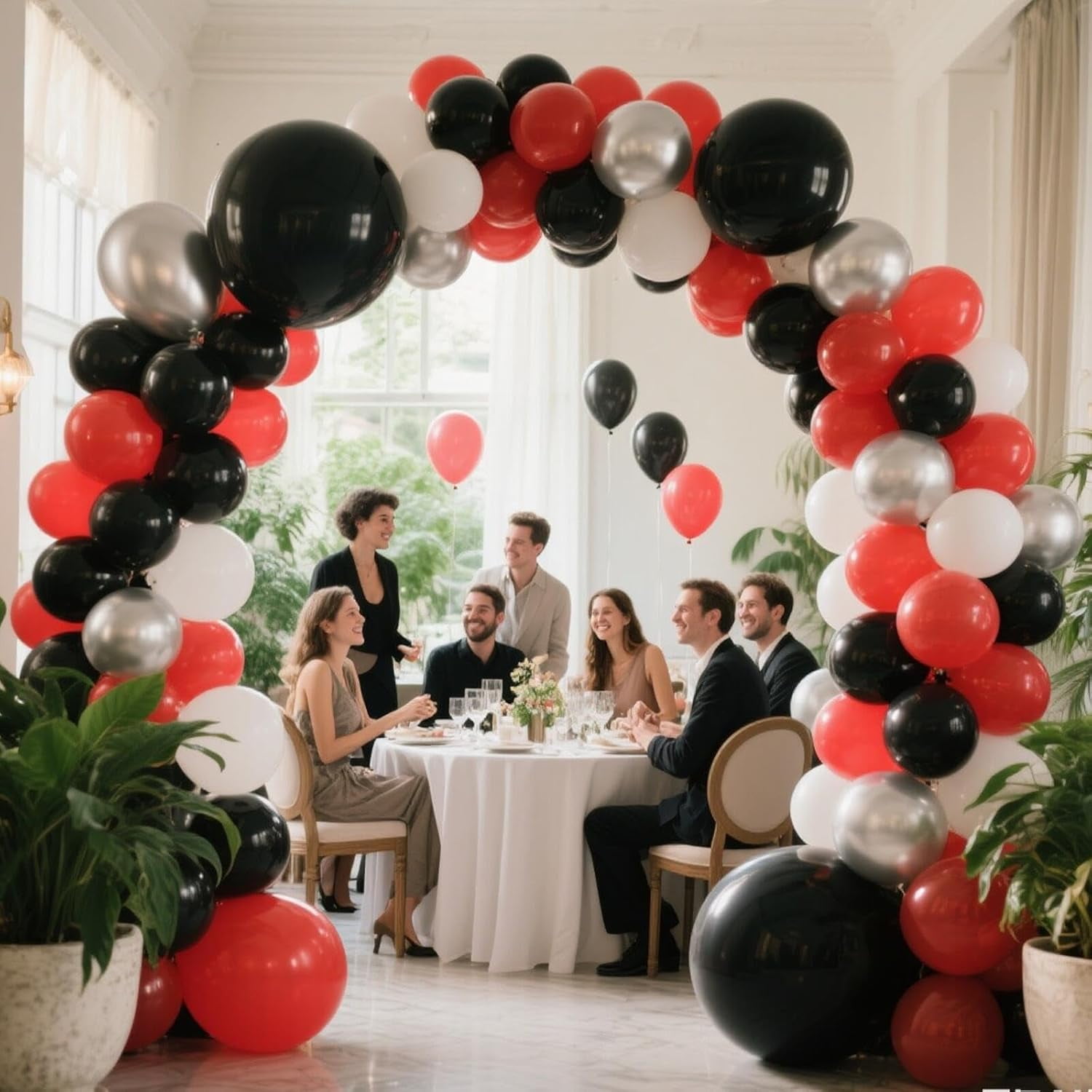 Party Decor Balloon Garland Arch Kit (Red, Black, White, 412 Pieces) fdnff