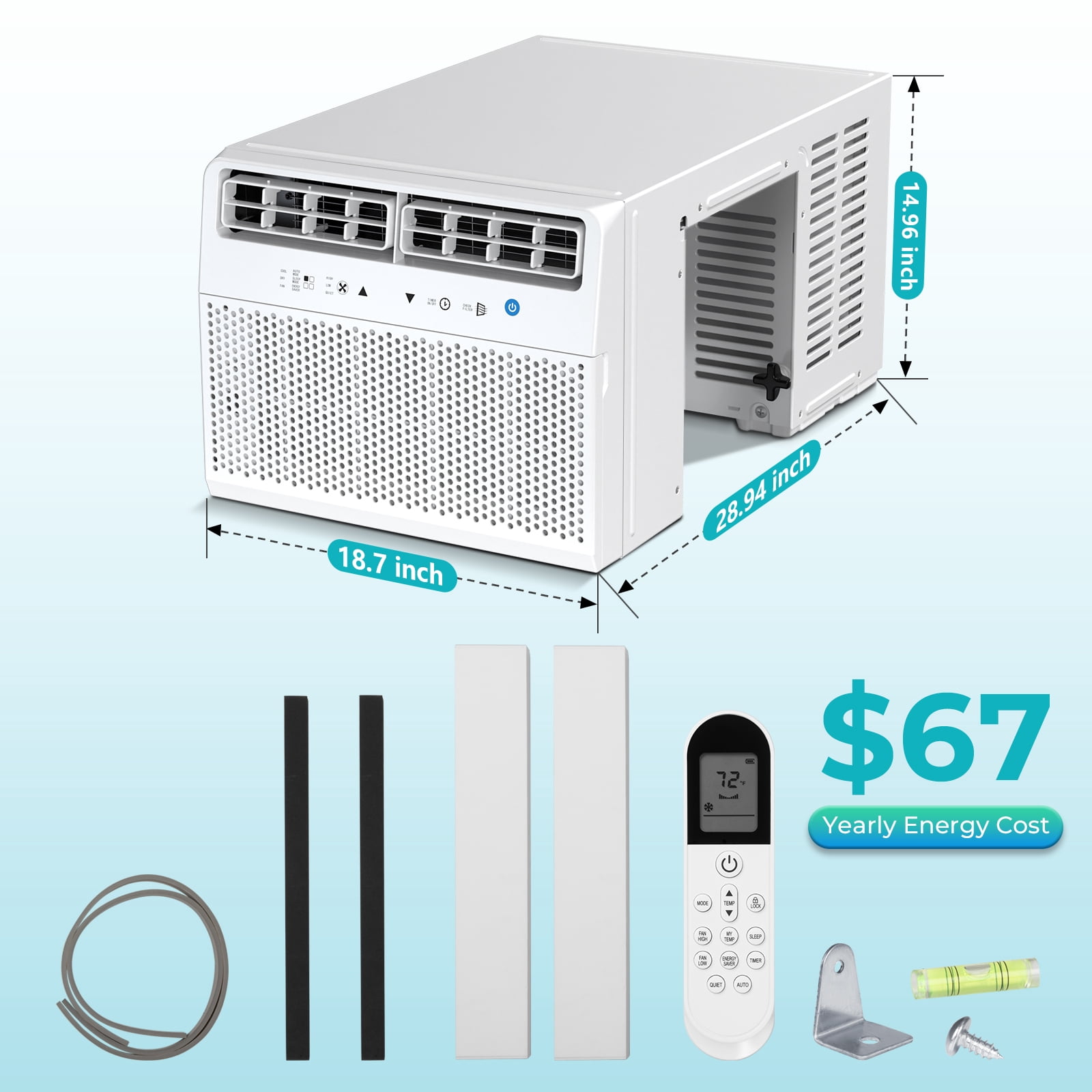WAA 12000 BTU Window Air Conditioner for Rooms Up to 550 sq.ft (White, 23 in to 36 in Width) ig6ki