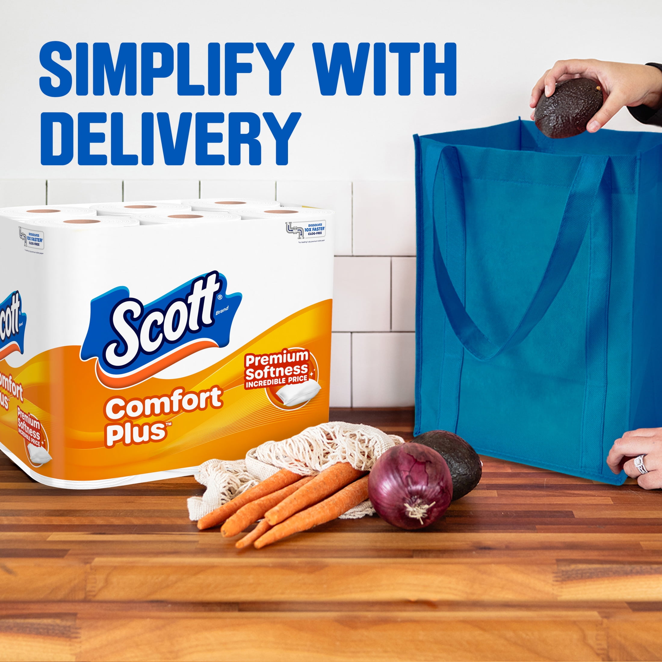 Scott ComfortPlus Toilet Paper, 1-Ply Bath Tissue (12 Mega Rolls) 82axf