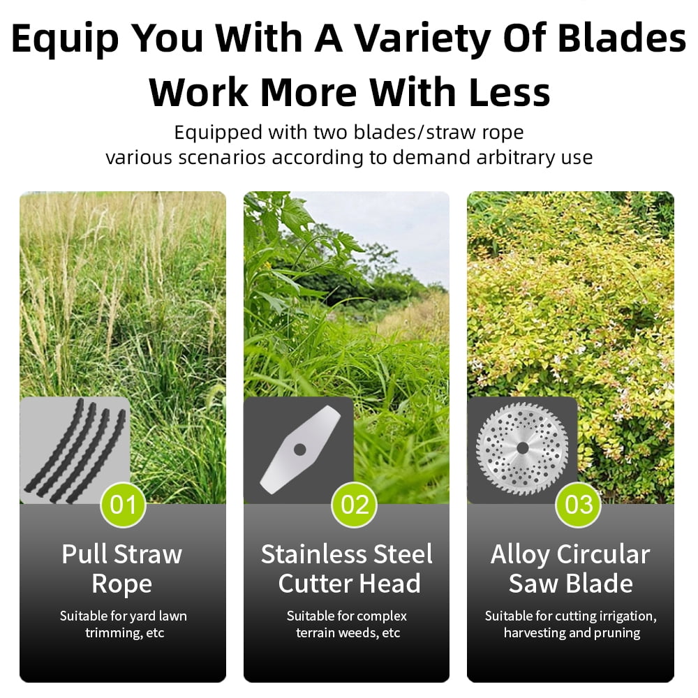 Paddsun Electric Cordless Weed Trimmer with Digital Power Display and Auxiliary Wheel (21V) ysp0b