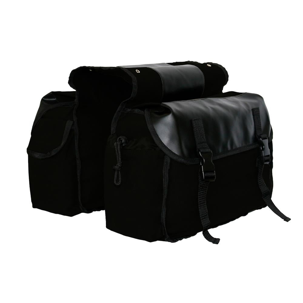Generic Motorcycle Side Saddle Bag Canvas and Leather Pannier Luggage Storage Set (26L) th0h1