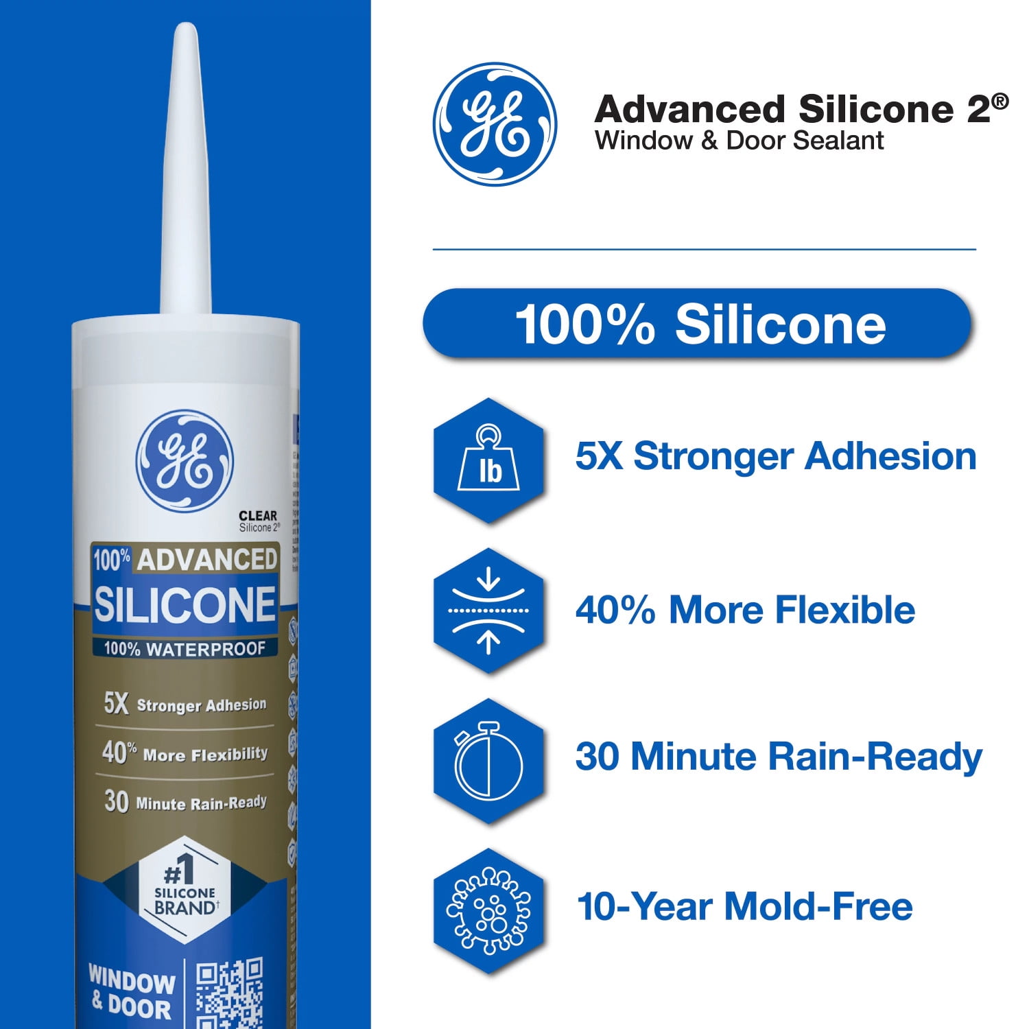GE Advanced Silicone Window & Door Sealant (Black, 10.1 fl oz) 0bls6