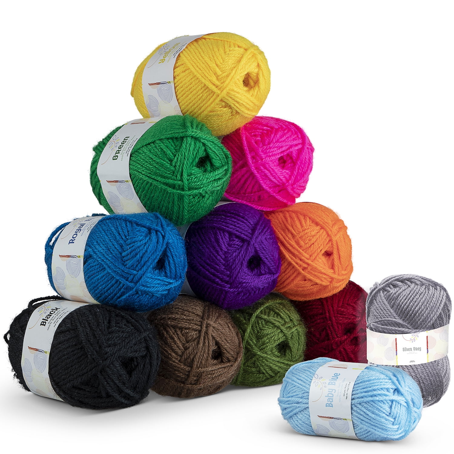 CraftBud Crochet Yarn, Soft Acrylic Hand Knitting Yarn for DIY Craft Projects (Multi-Colored, 12-Pack, 1200 Yards) 9rajo - Image 4