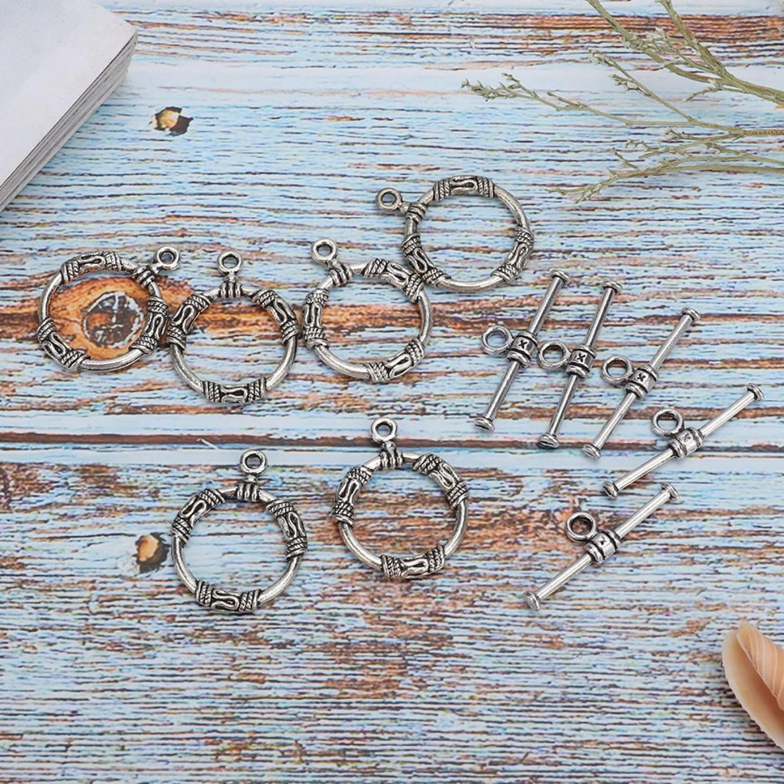 Eotvia Vintage Toggle Clasp Jewelry Findings for Necklace and Bracelet Making (Silver, 20 Pieces) qqz94
