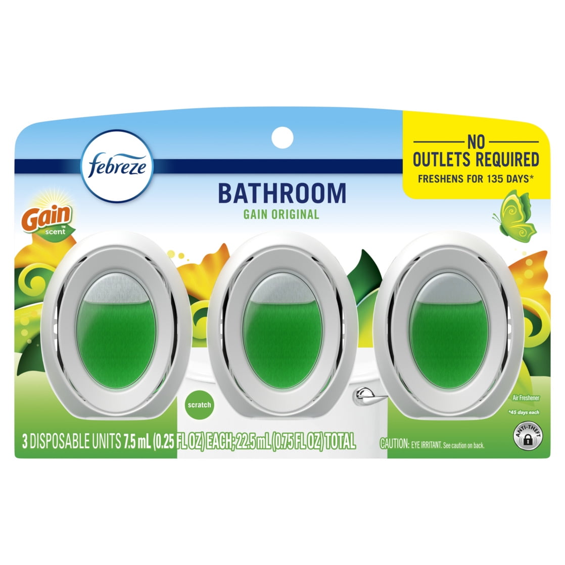 Febreze Odor-Fighting Bathroom Air Freshener, Gain Original Scent (3 Pack) mvkac