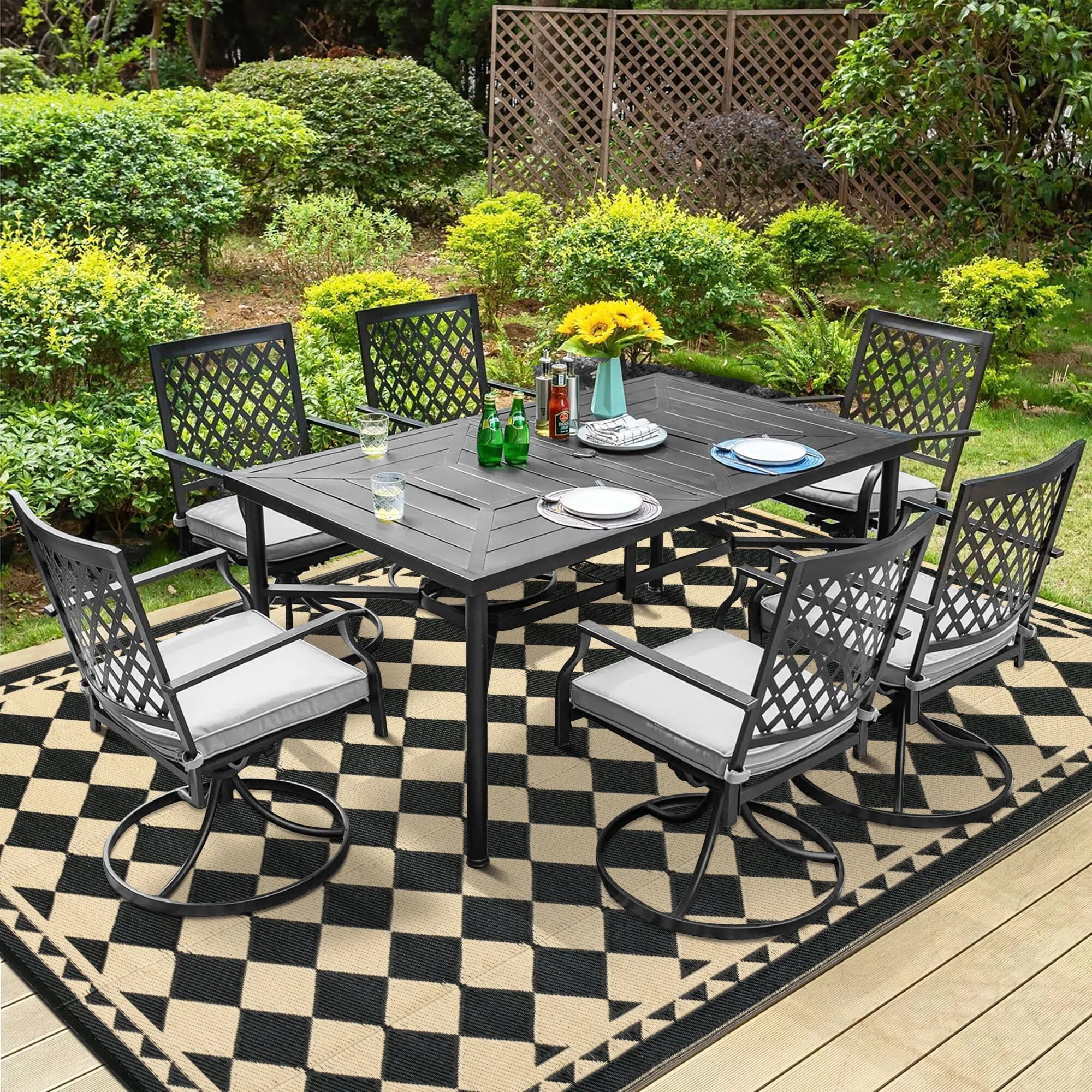 Berthmeer Plastic Outdoor Rug Waterproof Patio and RV Area Carpet (5 ft x 8 ft) op9m7