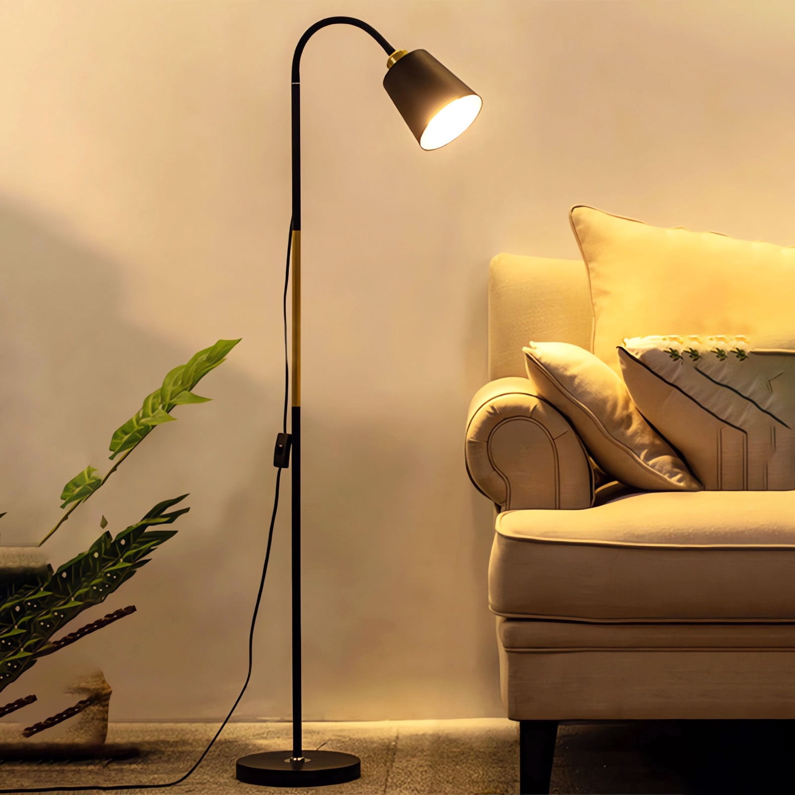 Meromore Adjustable Gooseneck Floor Lamp for Living Room with 3-Color LED Bulb (60 in) rus79