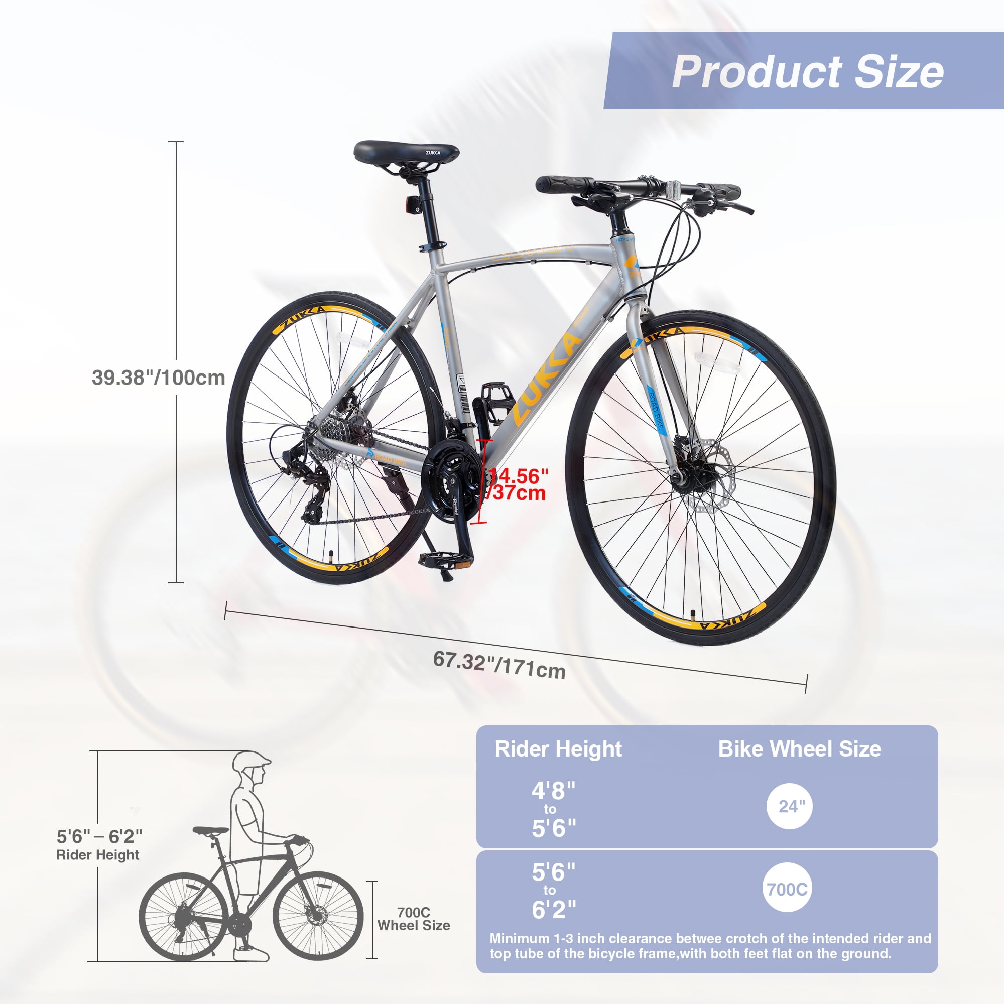 Historyli Go5H Road Bike, 24-Speed Aluminum Alloy Commuter Bicycle with Disc Brakes (Silver, 700C) 0kv9p