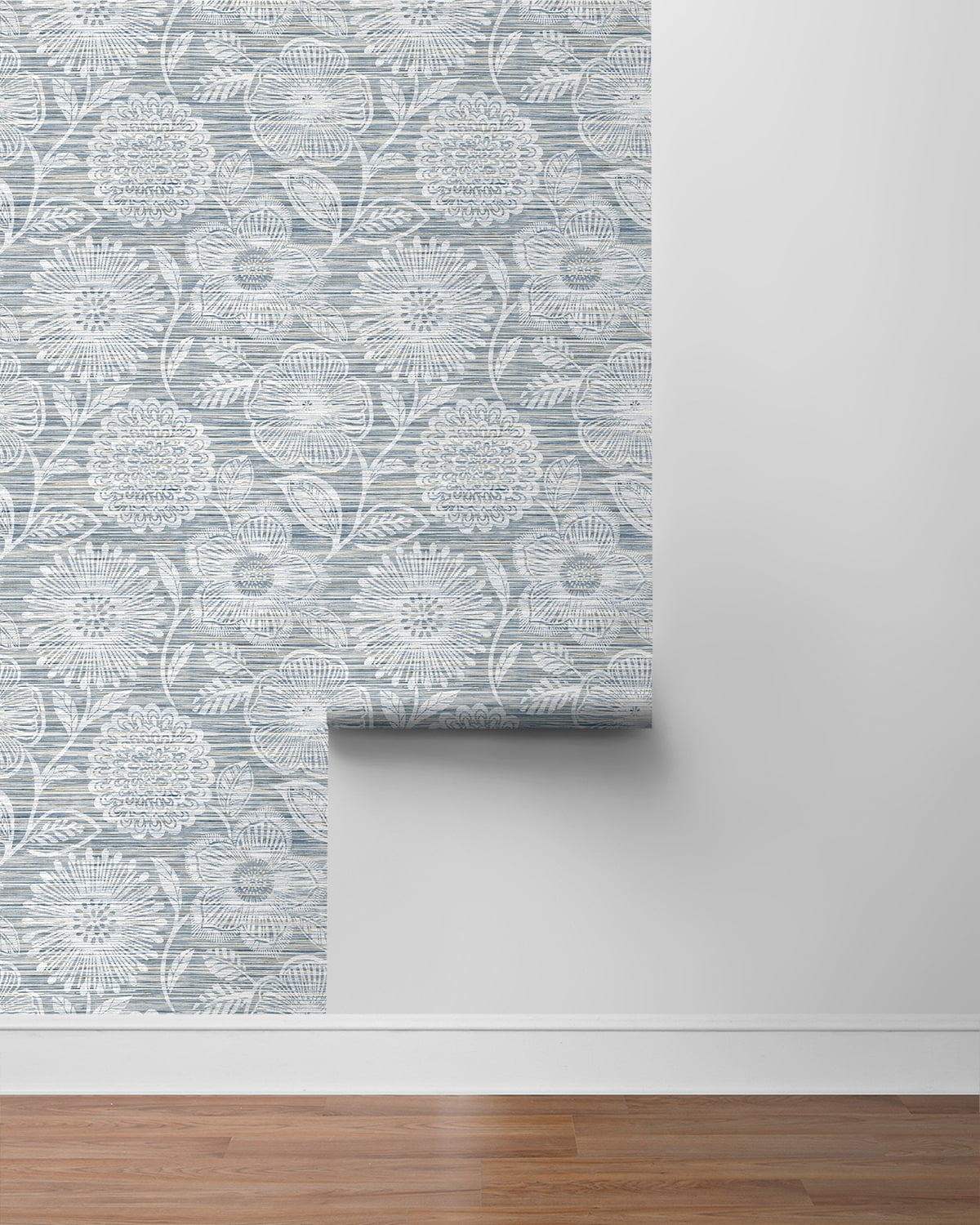 Stacy Garcia Home Bluestone Faux Grass Floral Peel and Stick Wallpaper (Blue, 20.5 in. W x 10 ft. L) bkwqp