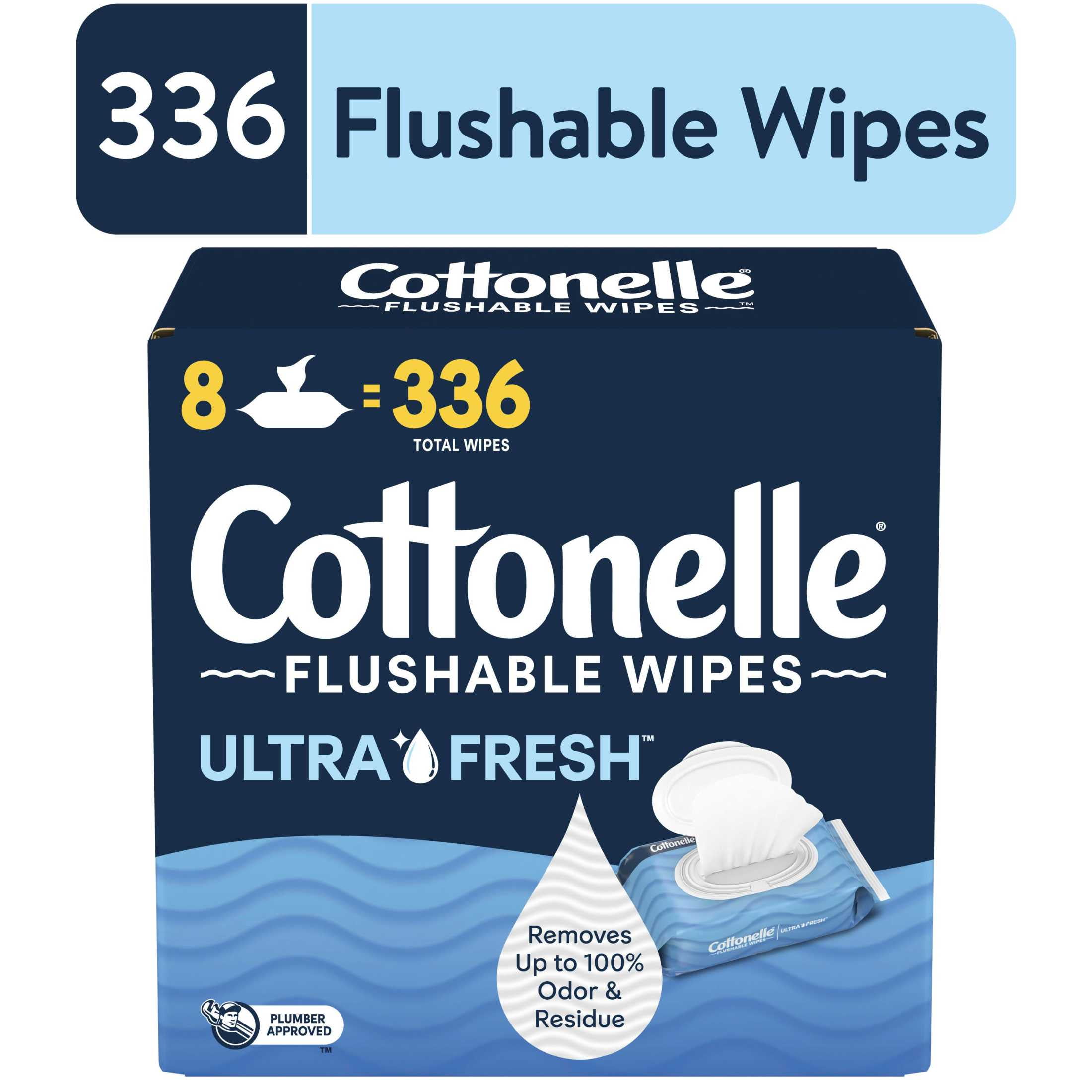 Cottonelle Ultra Fresh Flushable Wet Wipes (8 Flip-Top Packs, 336 Total Wipes) fjhci