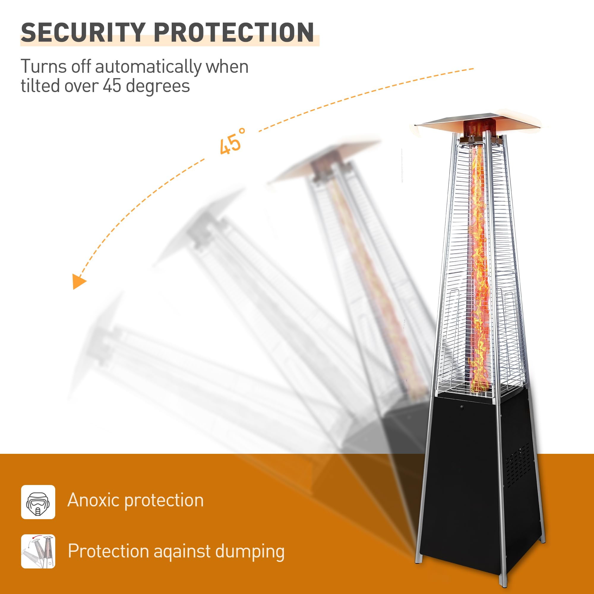 Segmart Pyramid Patio Heater, 48,000 BTU Outdoor Propane Heater with Wheels and Safety Shut-Off (Black, 88 in) 3jgnr