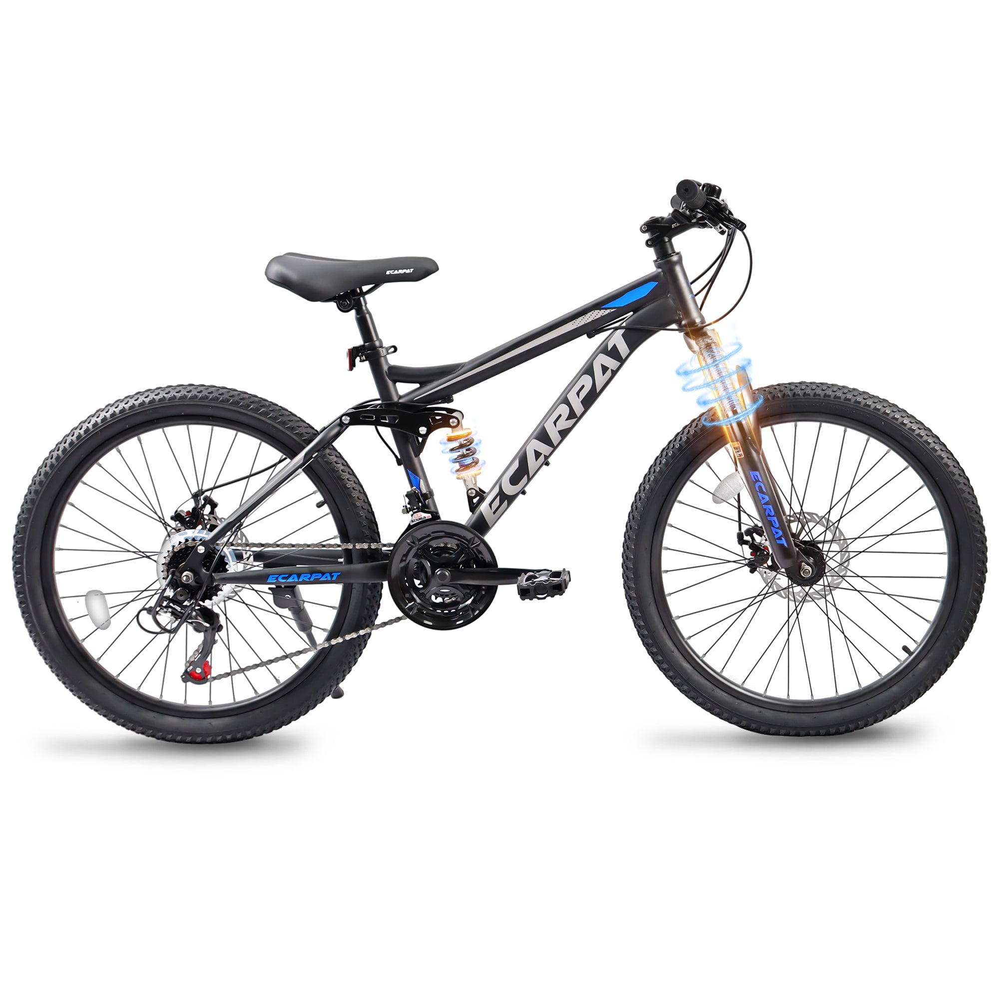 Trilenars Mountain Bike, 21-Speed Urban Bicycle with Dual Disc Brakes and Shock Absorbers (Black, 24 in) t6mnk